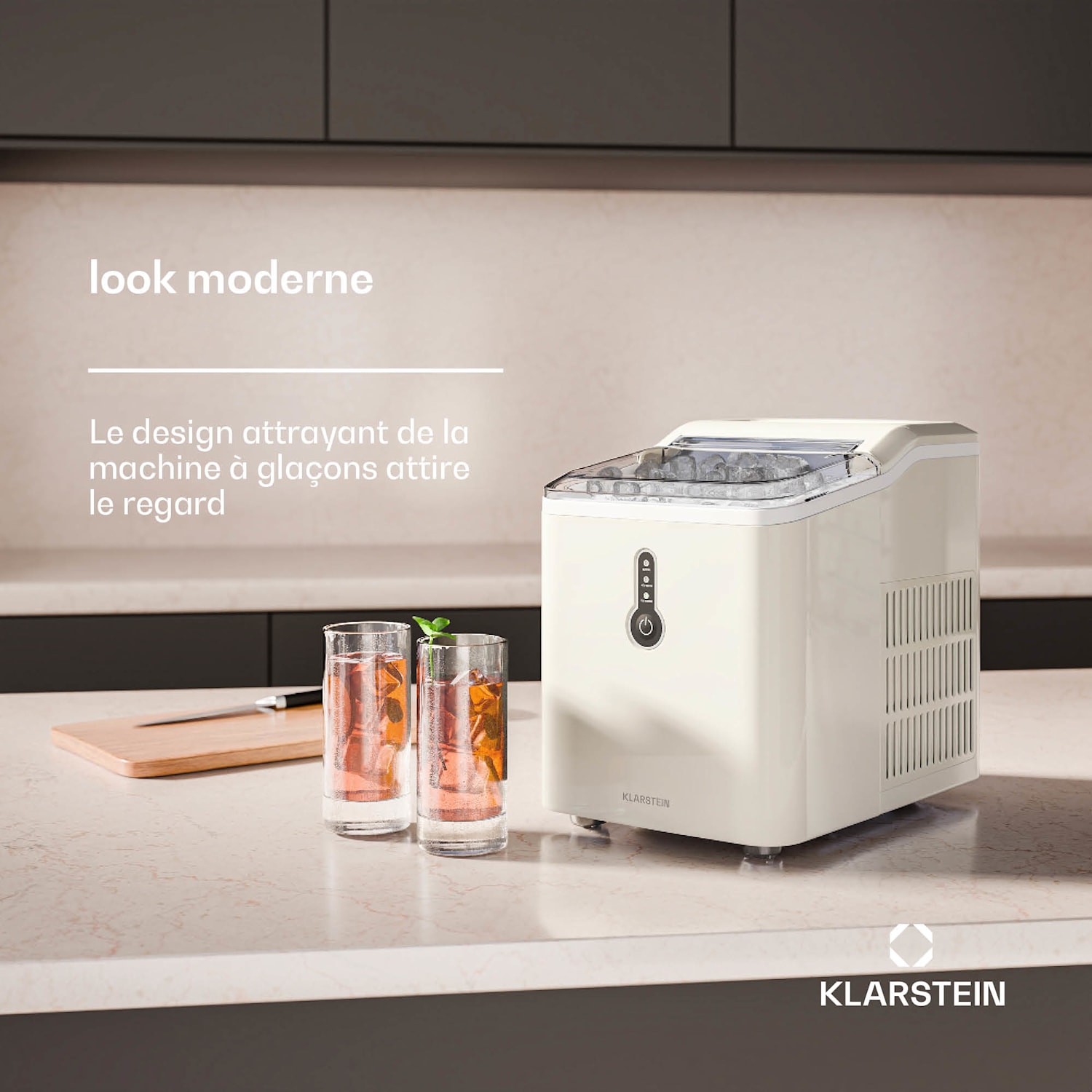 Machine à glaçons ChillOut | 12 kg /jour | 9 glaçons en 8 minutes | 120 watts | Réservoir d'eau Crème