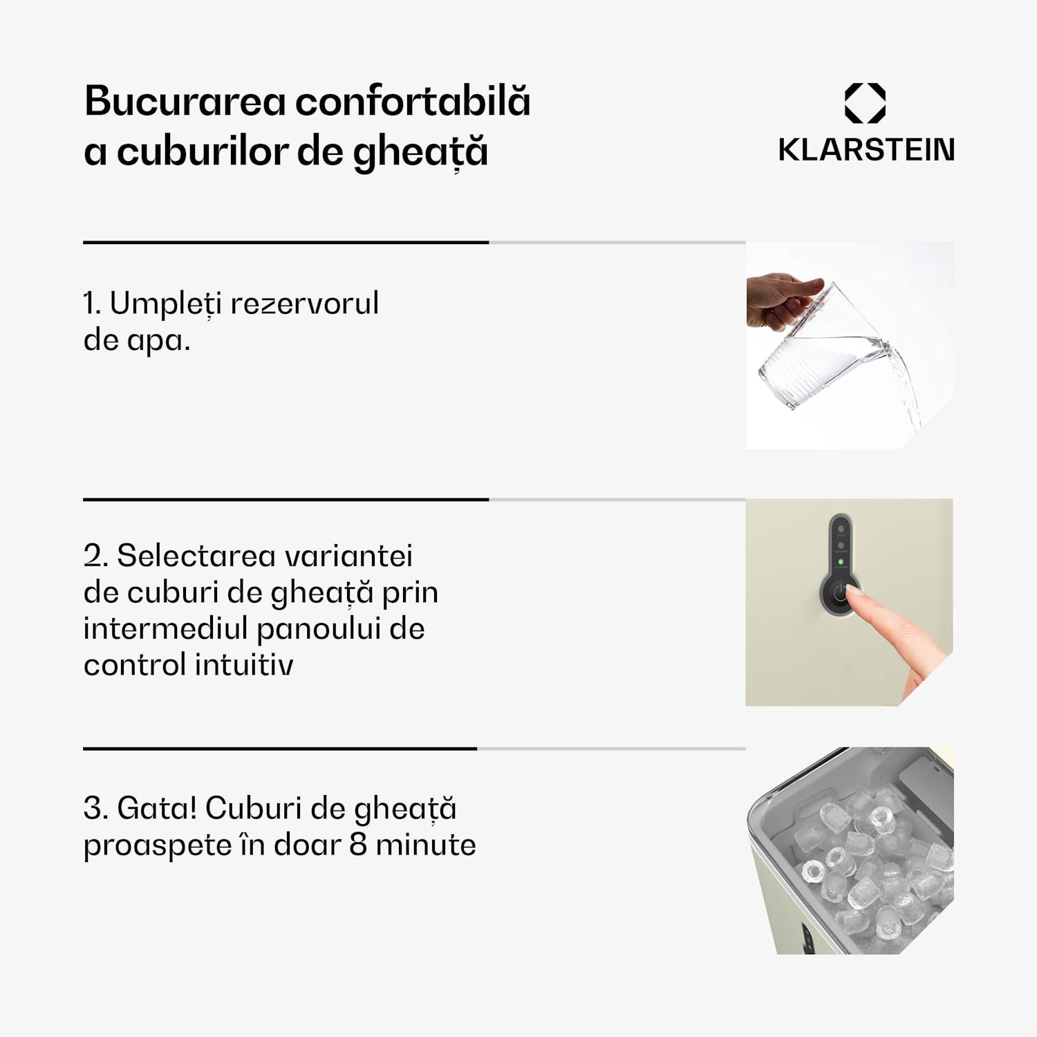 ChillOut Ice Cube Maker, 12 kg/zi, 9 cuburi de gheață în 8 minute, 120 W, rezervor de apă Crem