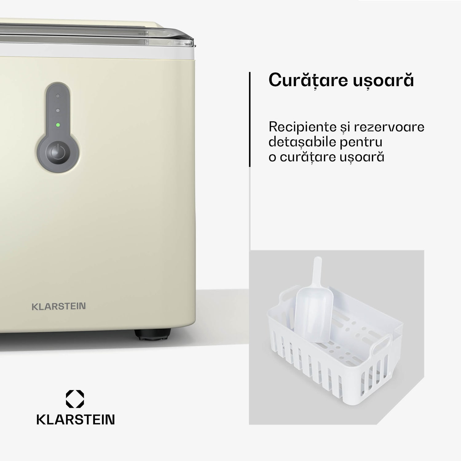 ChillOut Ice Cube Maker, 12 kg/zi, 9 cuburi de gheață în 8 minute, 120 W, rezervor de apă Crem