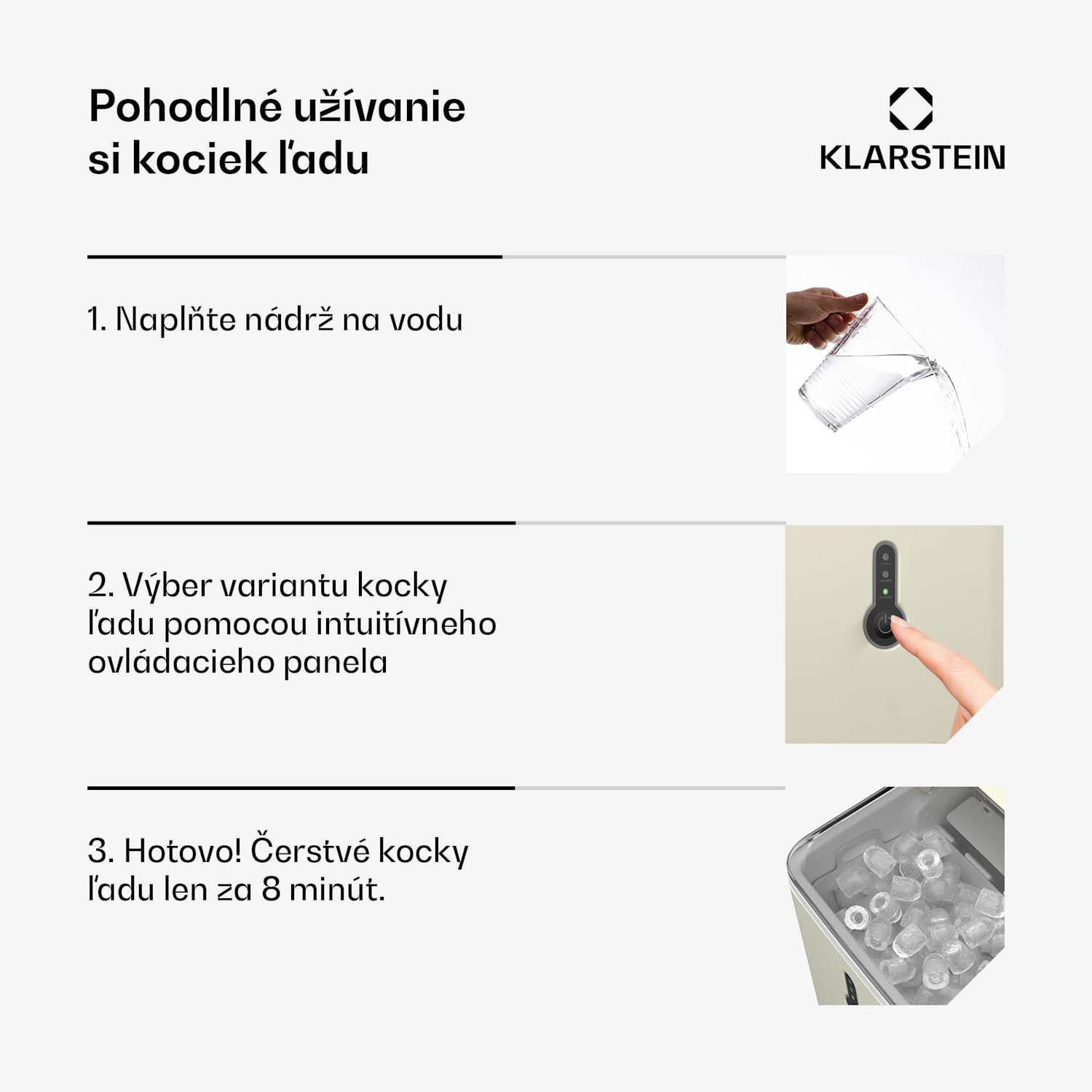 ChillOut výrobník ľadových kociek, 12 kg/deň, 9 kociek ľadu za 8 minút, 120 W, nádrž na vodu Krémová