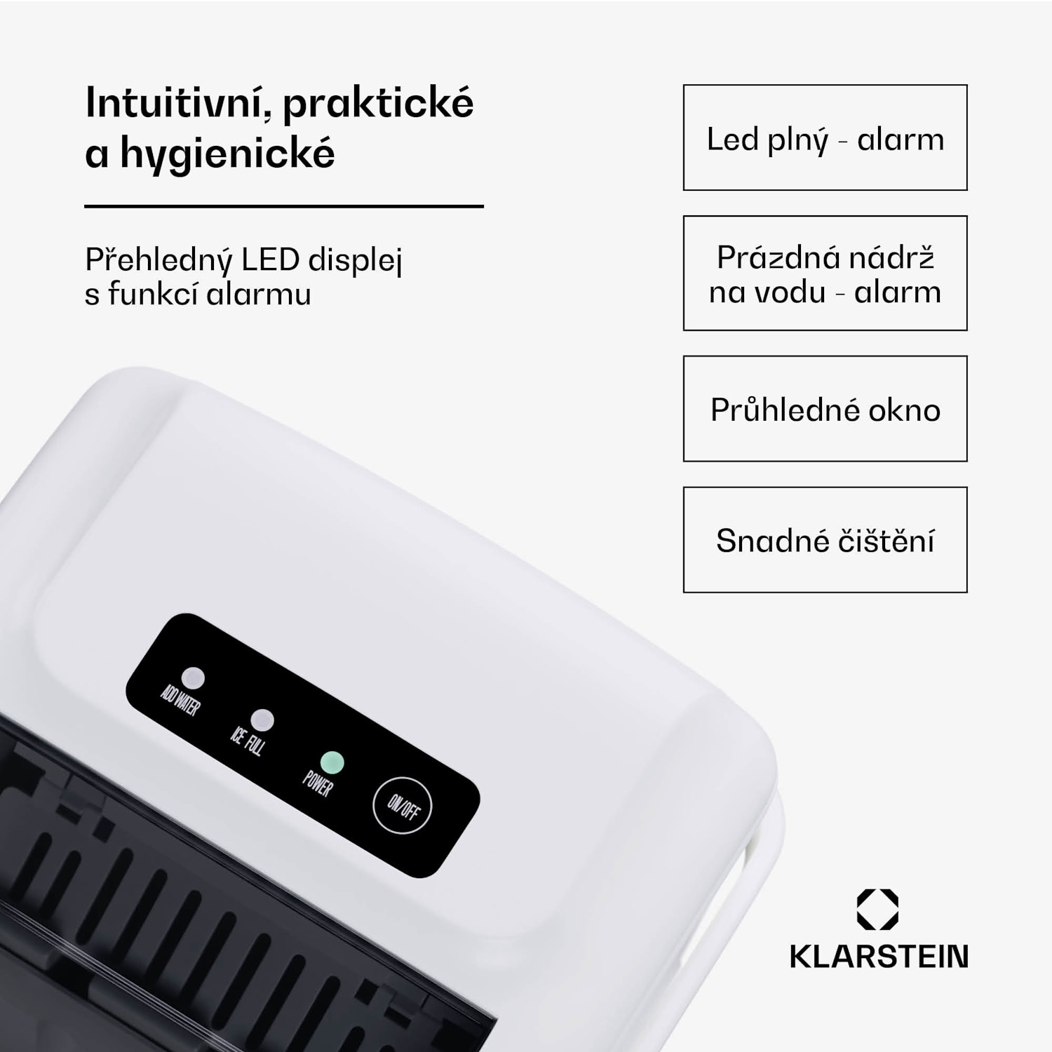Caldwell výrobník kostek ledu, 12 kg kostek ledu/den, plně automatický, LED displej, snadné čištění 1,3 Ltr | Bílá
