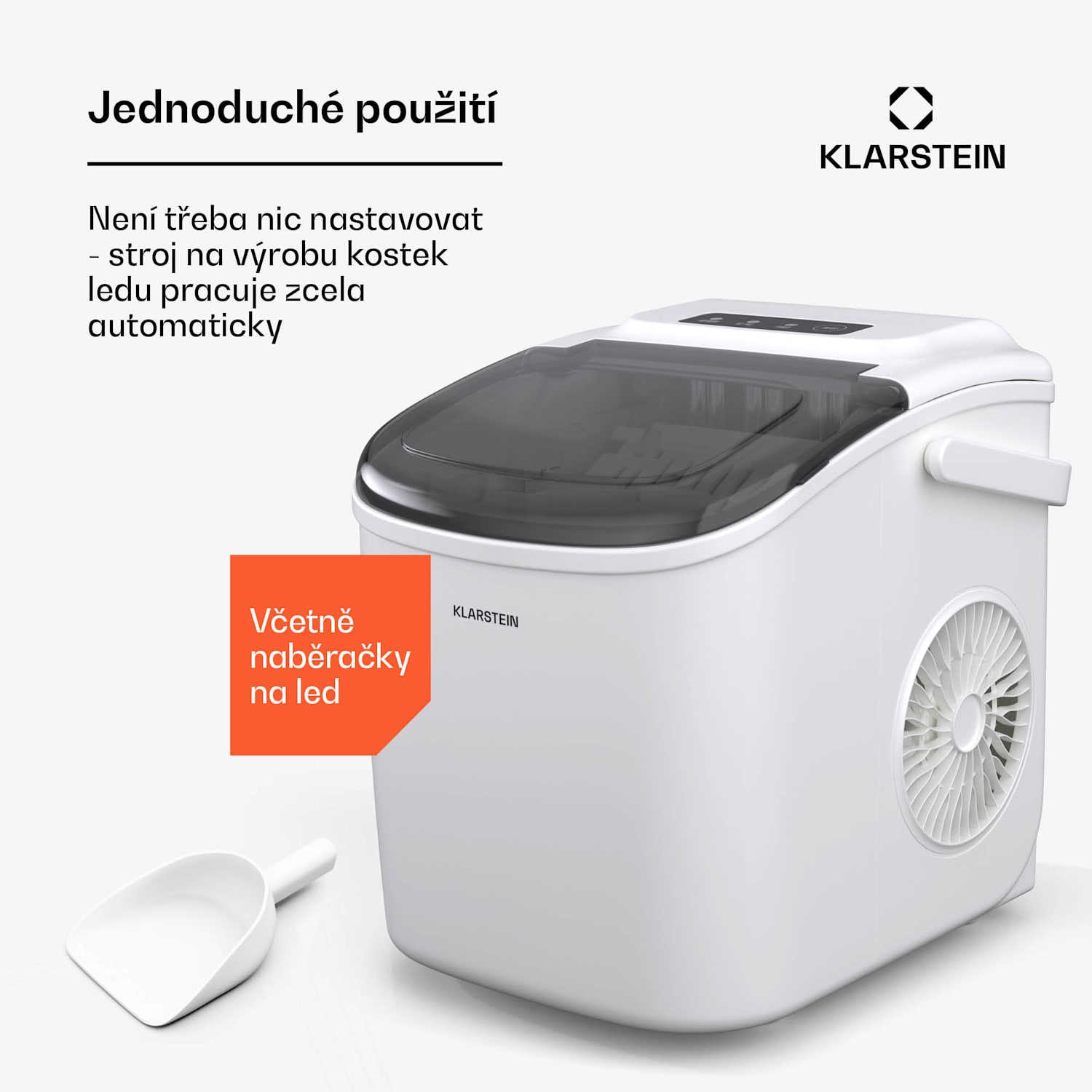 Caldwell výrobník kostek ledu, 12 kg kostek ledu/den, plně automatický, LED displej, snadné čištění 1,3 Ltr | Bílá