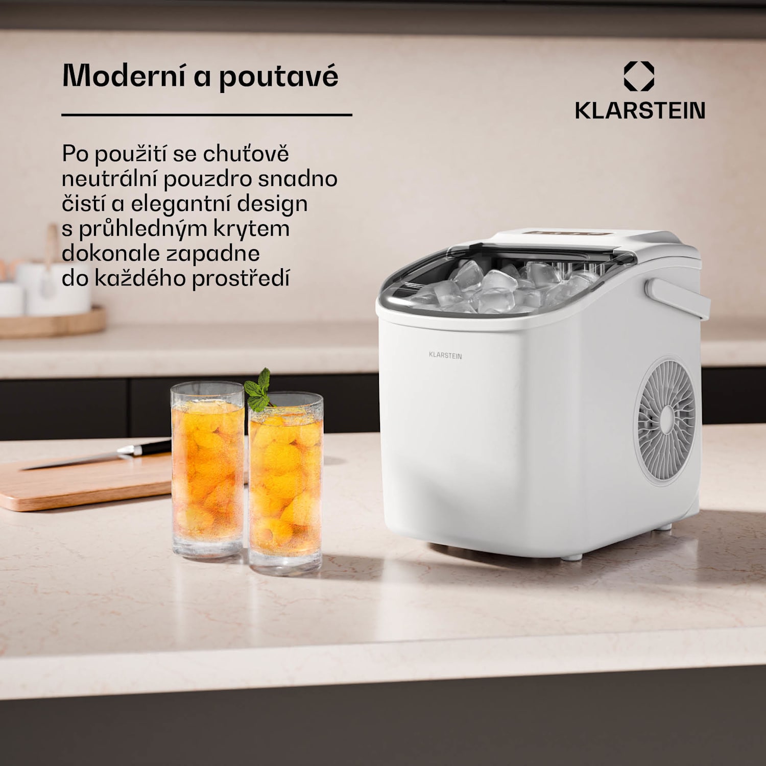 Caldwell výrobník kostek ledu, 12 kg kostek ledu/den, plně automatický, LED displej, snadné čištění 1,3 Ltr | Bílá