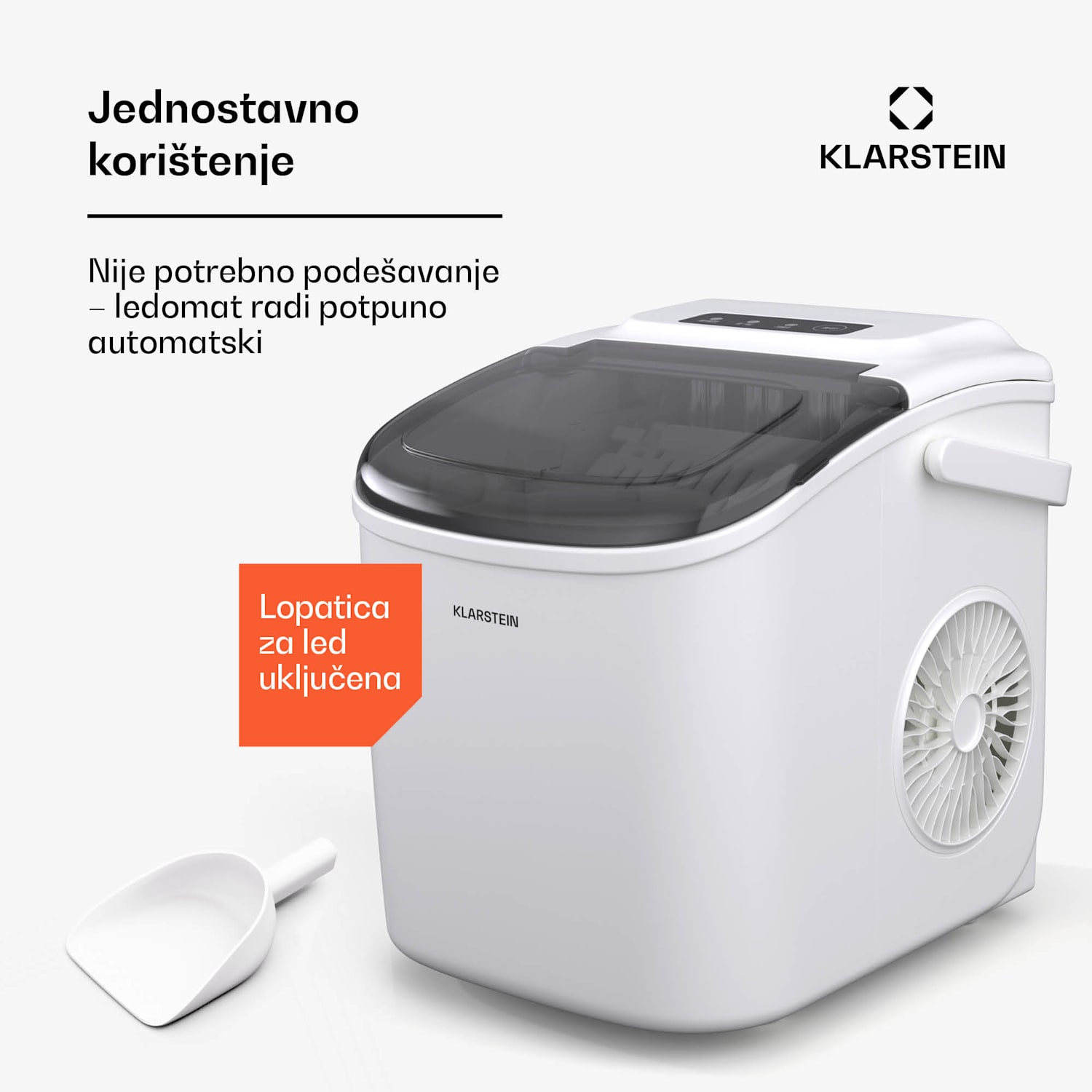 Caldwell ledomat, 12 kg kocki leda/dan, potpuno automatski, LED zaslon, jednostavno čišćenje 1,3 Ltr | Bijela