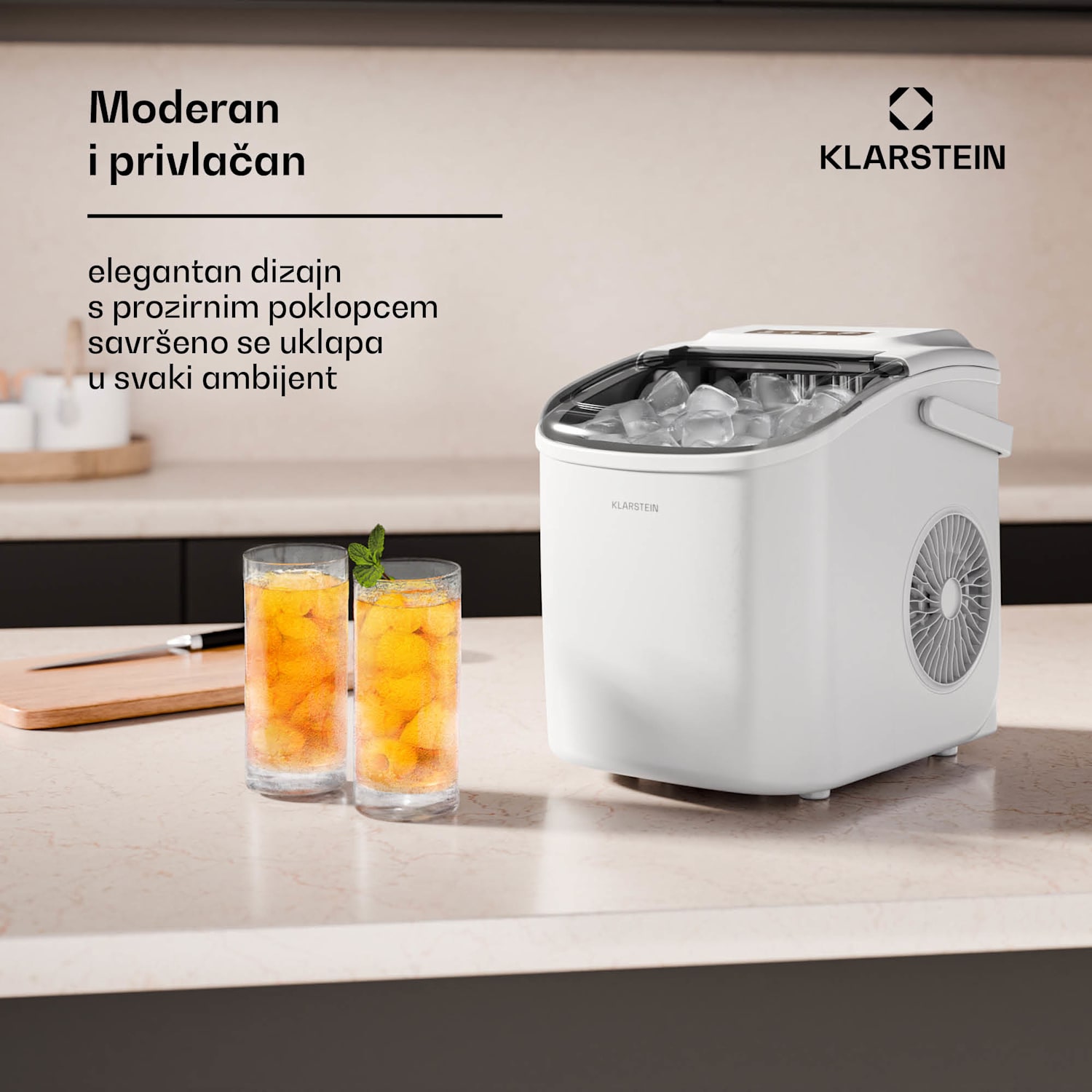 Caldwell ledomat, 12 kg kocki leda/dan, potpuno automatski, LED zaslon, jednostavno čišćenje 1,3 Ltr | Bijela