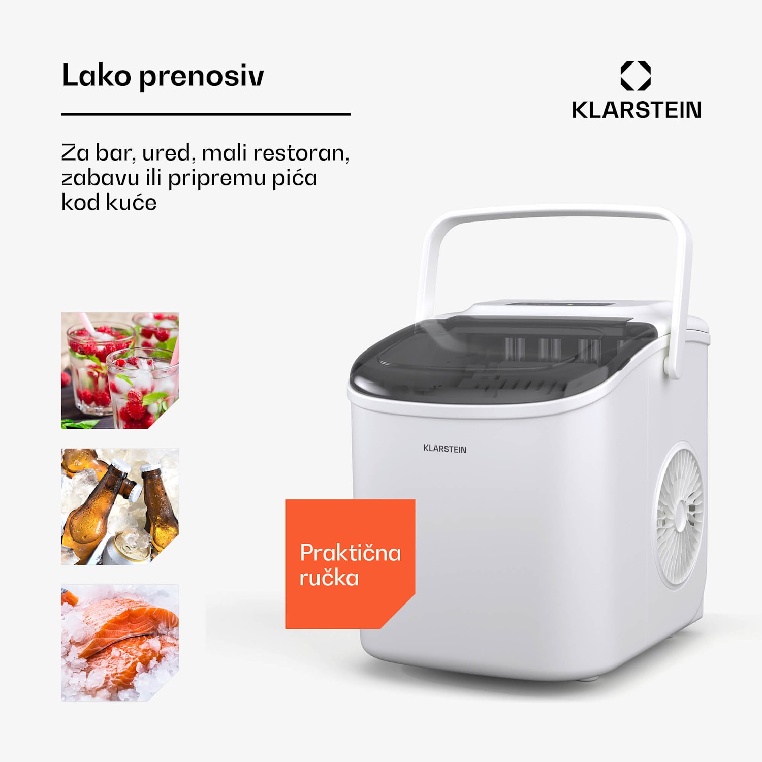 Caldwell ledomat, 12 kg kocki leda/dan, potpuno automatski, LED zaslon, jednostavno čišćenje 1,3 Ltr | Bijela