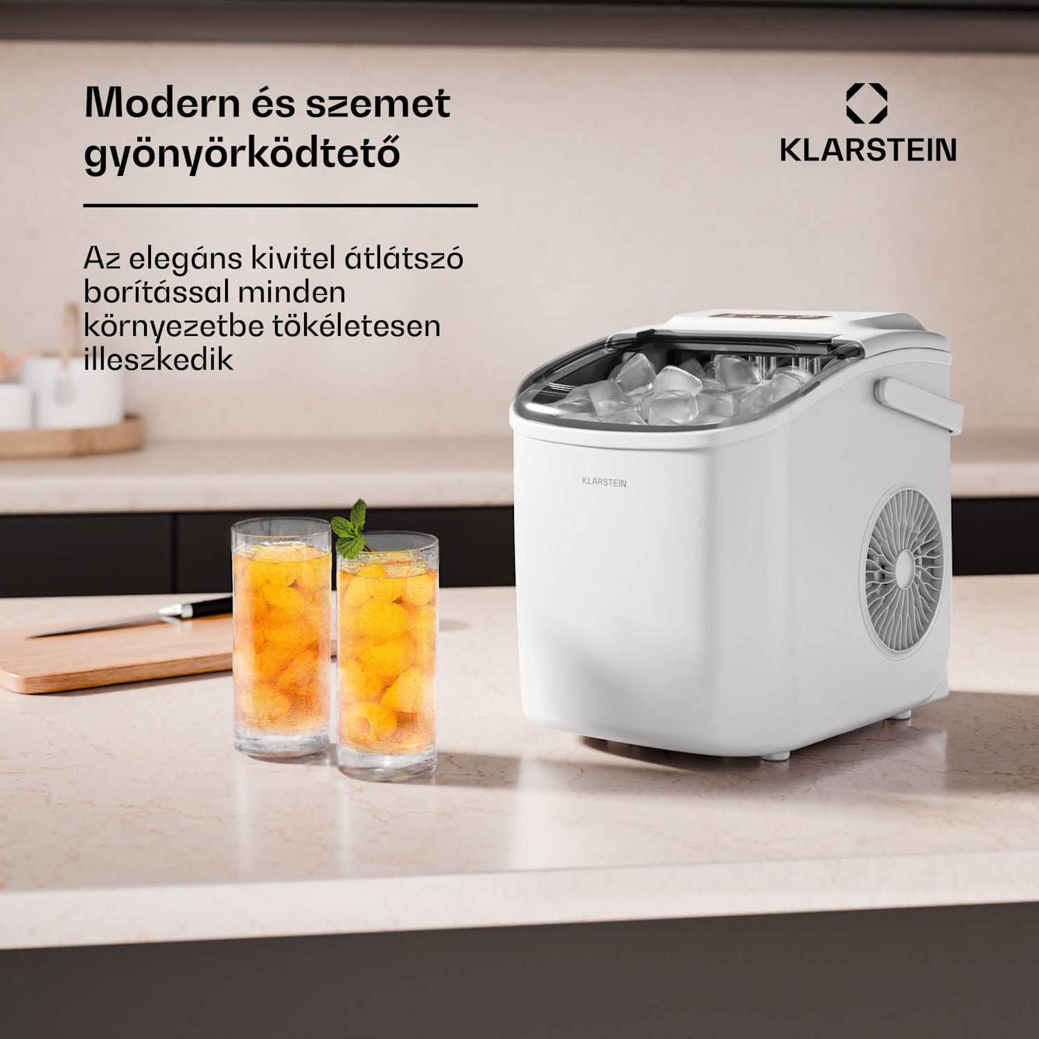 Caldwell jégkockakészítő, 12 kg jégkocka/nap, teljesen automatikus, LED kijelző, könnyű tisztítás 1,3 Ltr | Fehér