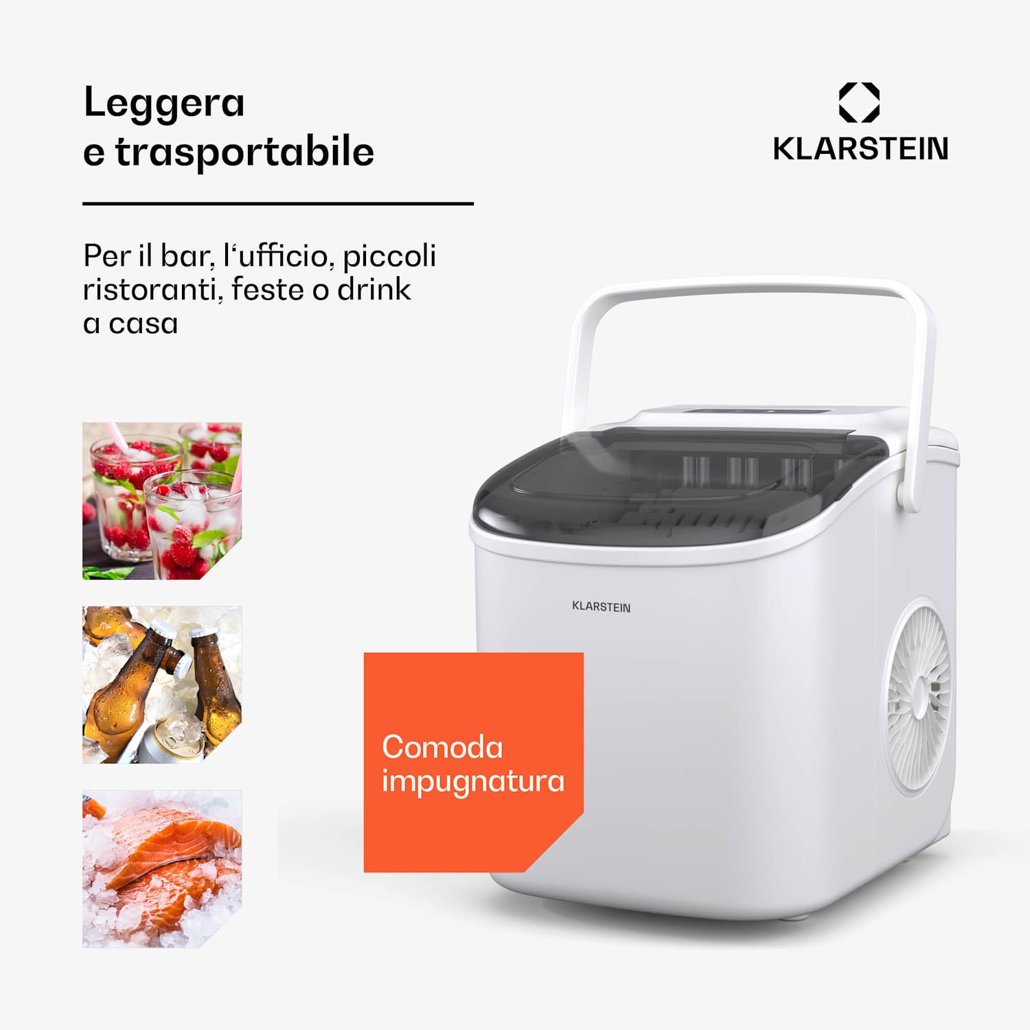 Caldwell Macchina del ghiaccio | 12 kg cubetti/giorno 1,3 Ltr | Bianco