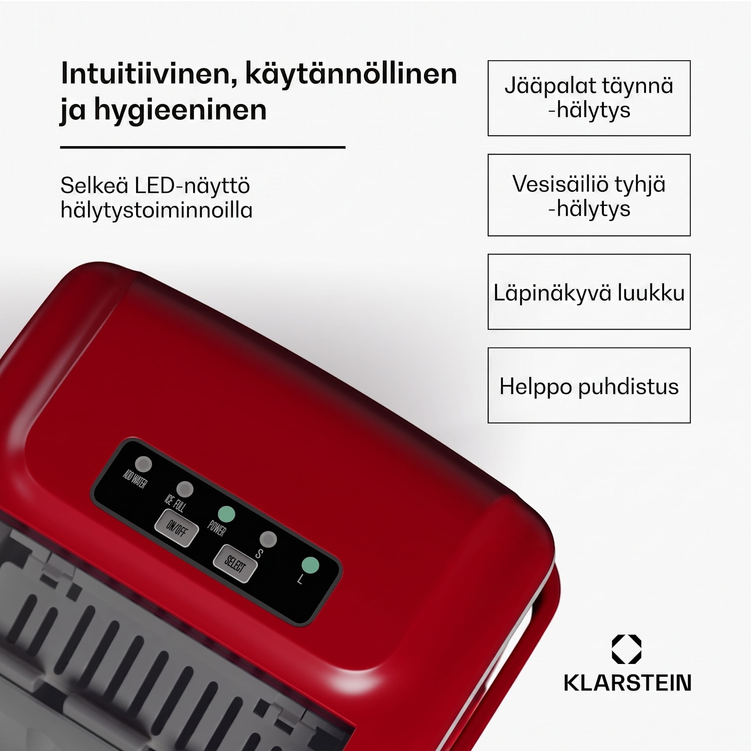 Caldwell-jääpalakone | 12 kg jääpaloja/vrk | täysautomaattinen 1,3 L | Punainen