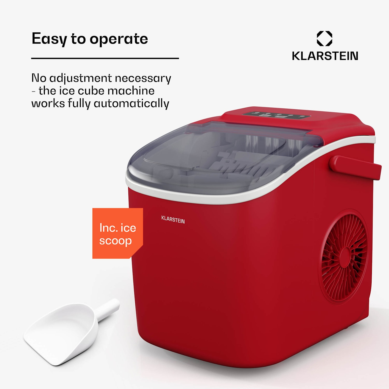 Caldwell-jääpalakone | 12 kg jääpaloja/vrk | täysautomaattinen 1,3 Ltr | Punainen