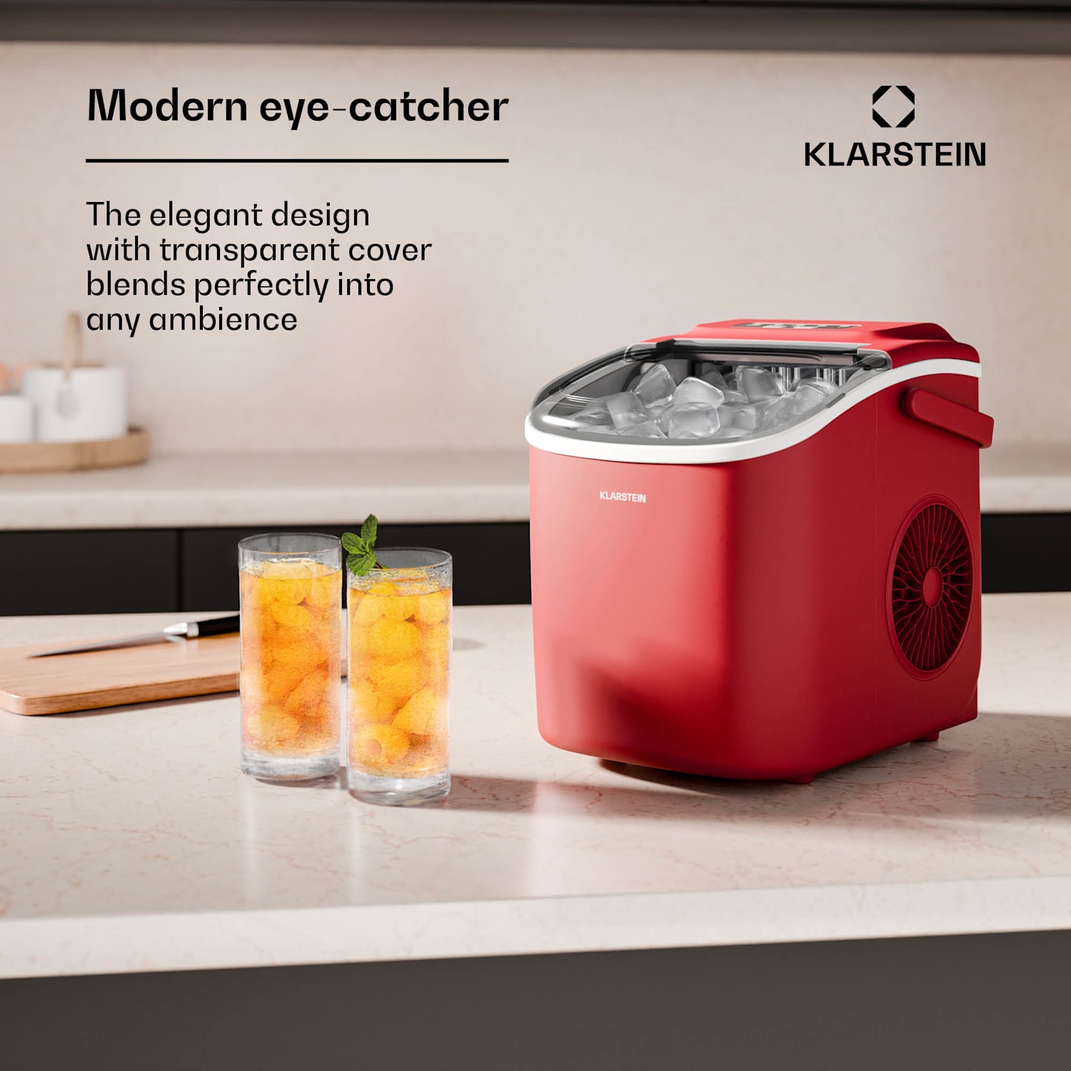 Caldwell-jääpalakone | 12 kg jääpaloja/vrk | täysautomaattinen 1,3 Ltr | Punainen