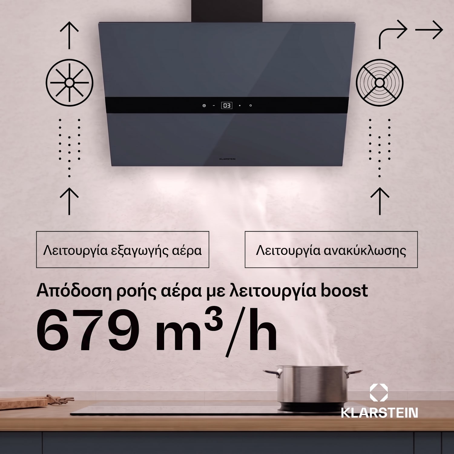 WiFusion απορροφητήρας, WiFi, LED, 680 m³/h, A++ 60 εκ