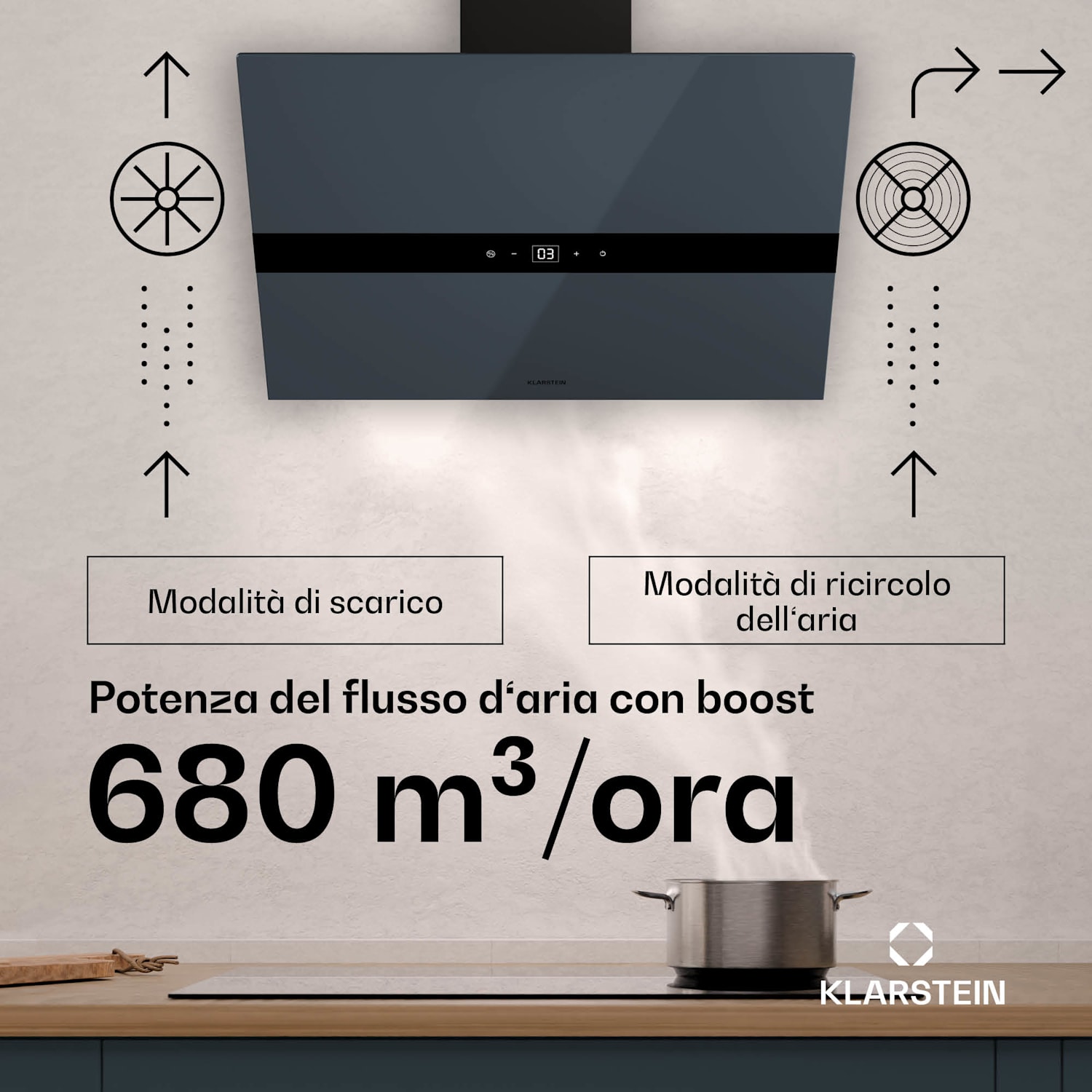 WiFusion - Cappa aspirante | WiFi | LED | 680 m³/ora | A++ 