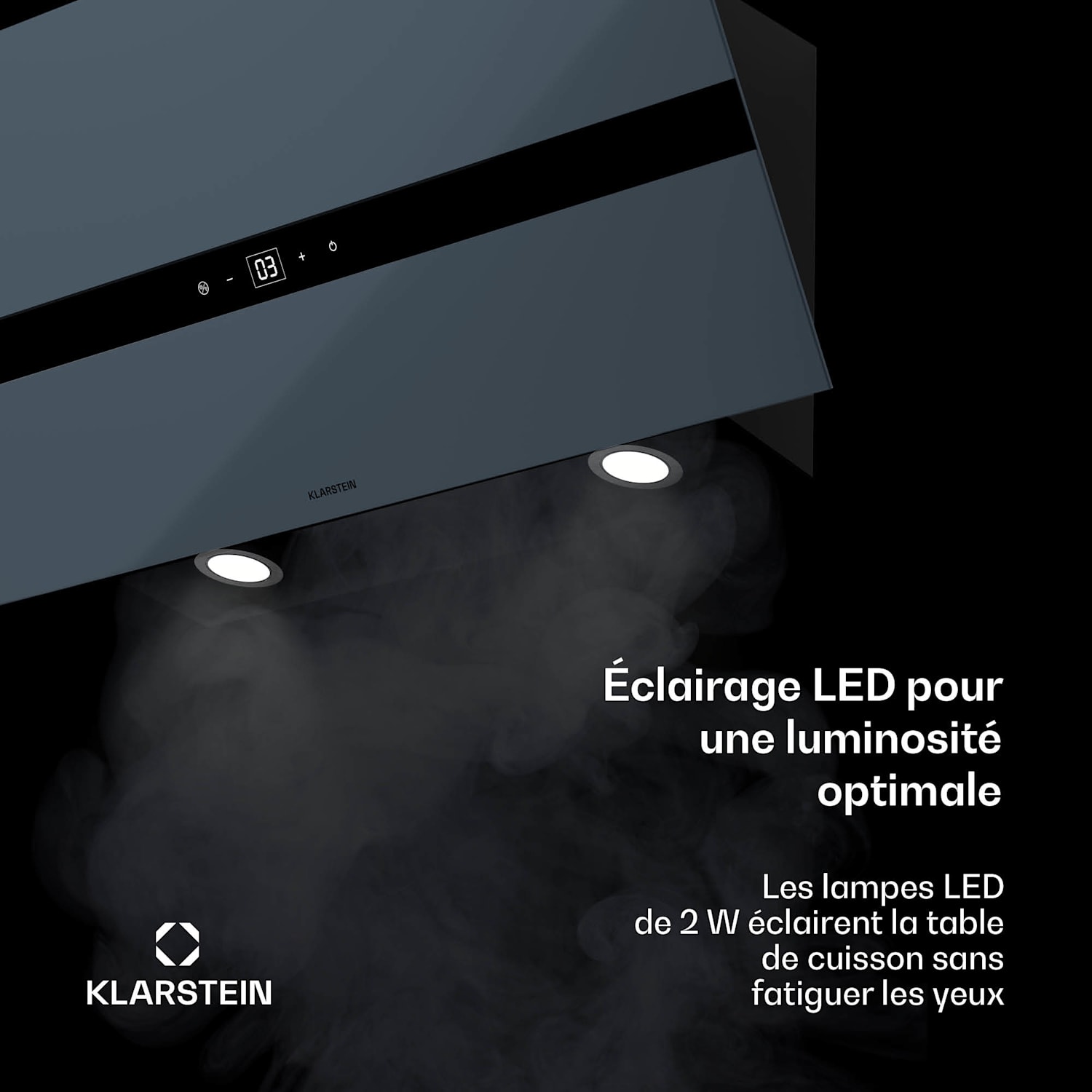 WiFusion Hotte aspirante | WiFi | LED | 690 m³/h | A++ 90 cm | Gris Foncé