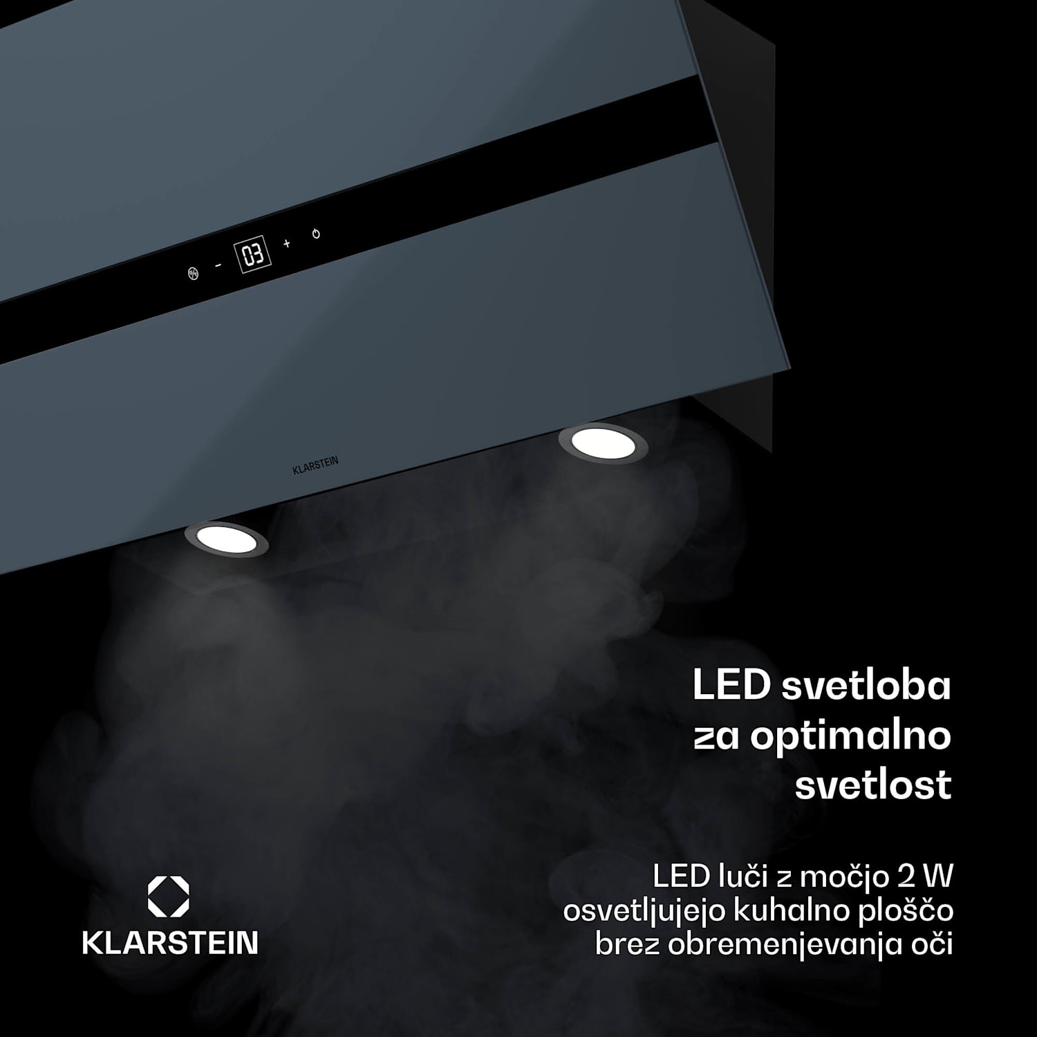 WiFusion kuhinjska napa, WiFi, LED, 690 m³/h, A++ 90 cm | Temno siva