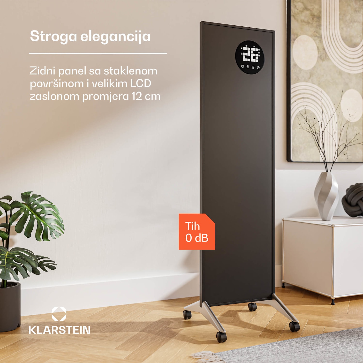 Wonderwall Smart Bornholm Infracrvena grijalica, 400 W, Inteligentna kontrola, montaža na zid, LED-zaslon 30 x 100 cm | 400 W | Crna