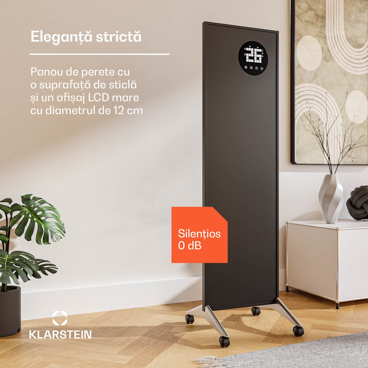 Încălzitor cu infraroșu Wonderwall Smart Bornholm, 400 W, Control inteligent 30 x 100 cm | 400 W | Negru