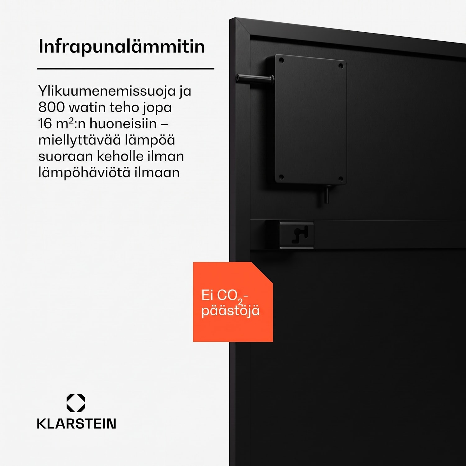 Wonderwall Smart Bornholm -infrapunalämmitin | 800 W | älyohjaus | seinäkiinnitys | LED-näyttö 60 x 100 cm | 800 W | Musta