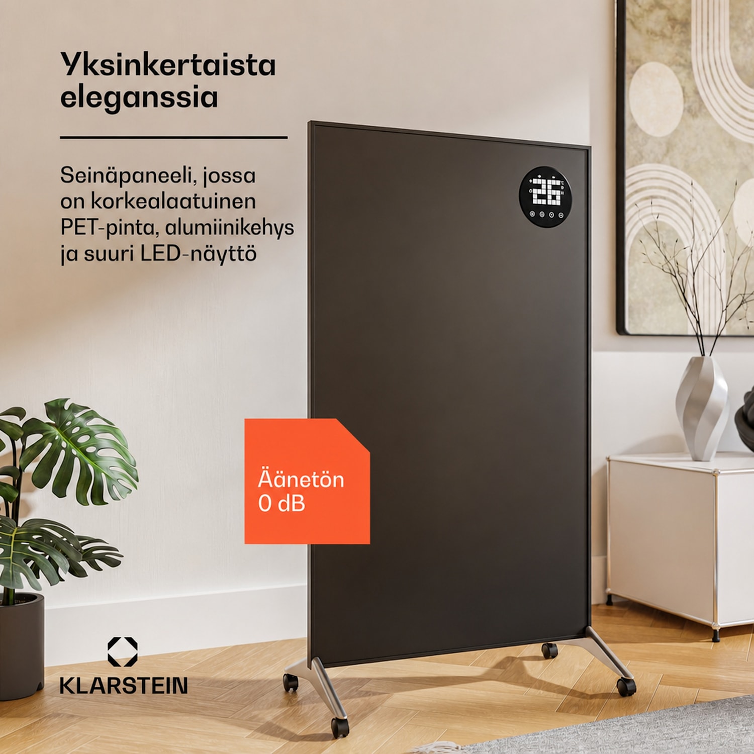 Wonderwall Smart Bornholm -infrapunalämmitin | 800 W | älyohjaus | seinäkiinnitys | LED-näyttö 60 x 100 cm | 800 W | Musta