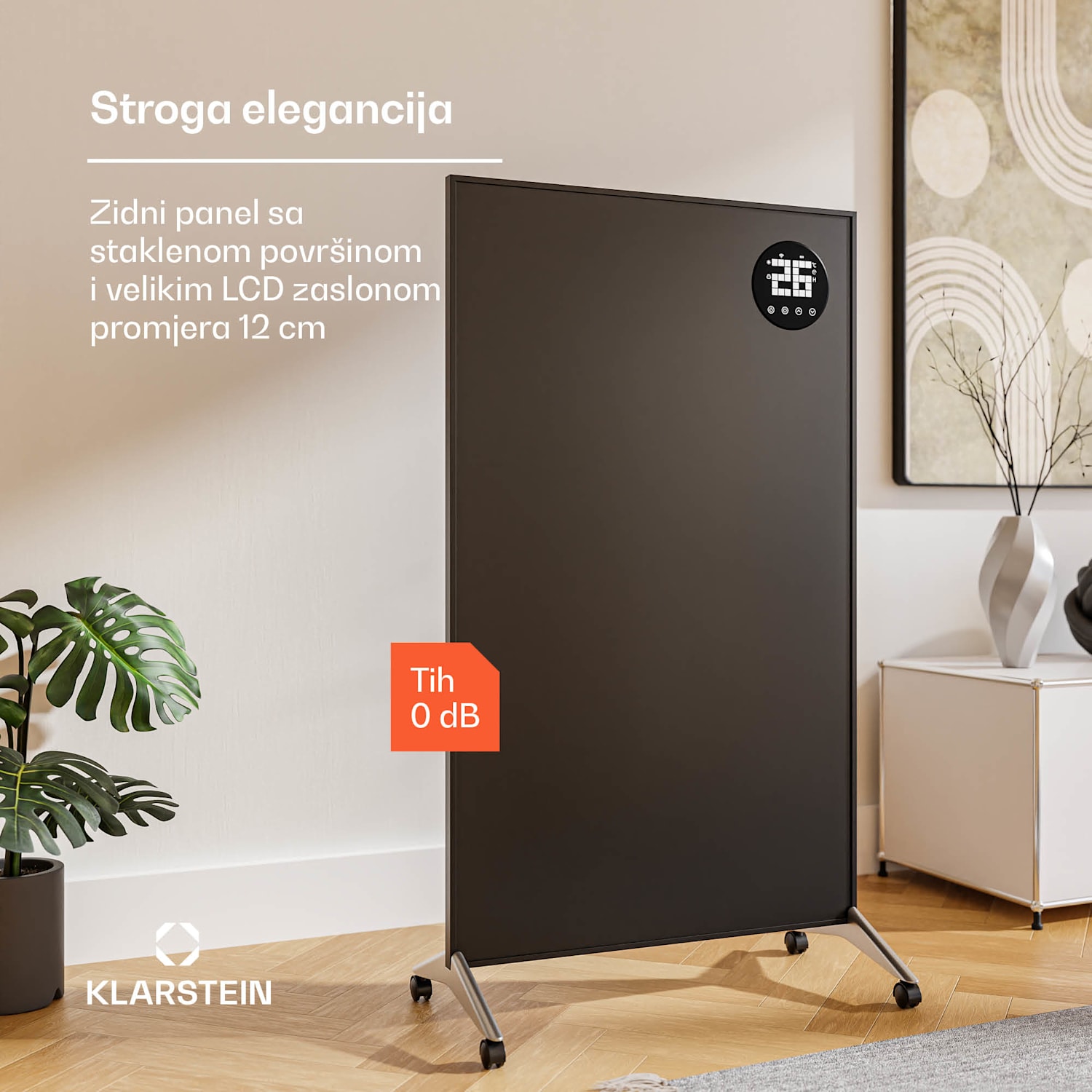 Wonderwall Smart Bornholm Infracrvena grijalica, 800 W, Inteligentna kontrola, montaža na zid, LED-zaslon 60 x 100 cm | 800 W | Crna