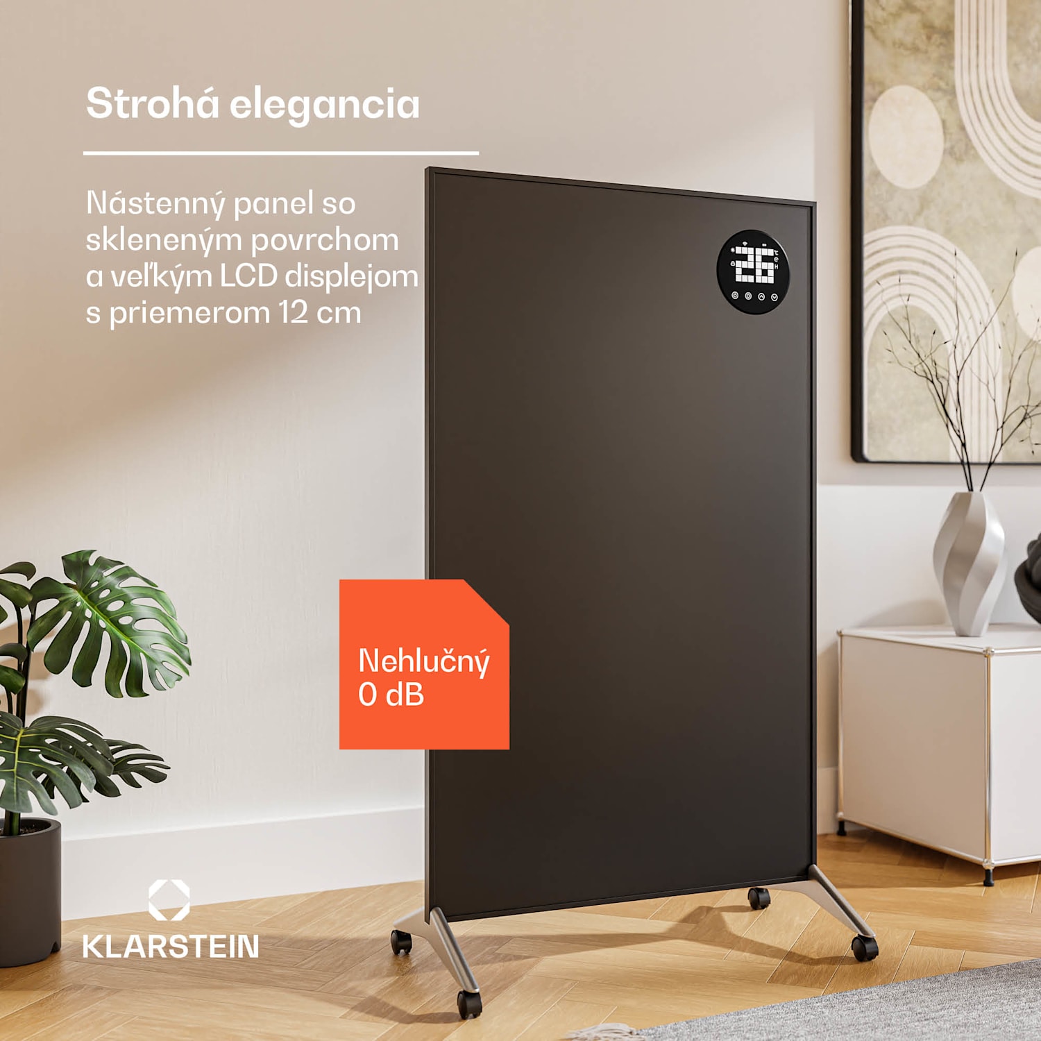 Wonderwall Smart Bornholm Infračervený ohrievač, 800 W, Inteligentné ovládanie, montáž na stenu, LED-Displej 60 x 100 cm | 800 W | Čierna