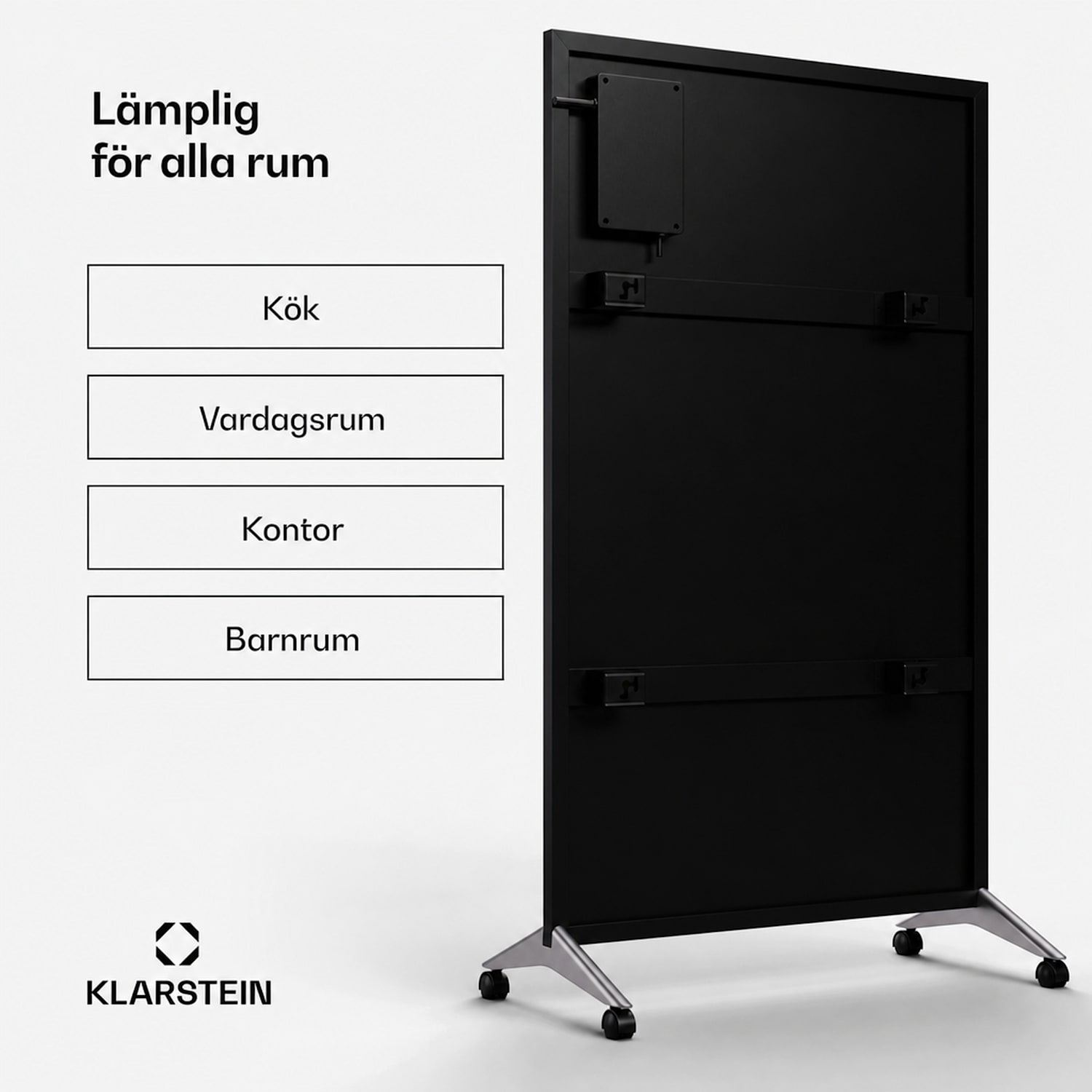 Wonderwall Smart Bornholm infravärmare | 800 W | smart styrning | väggmontering | LED-display 60 x 100 cm | 800 W | Svart