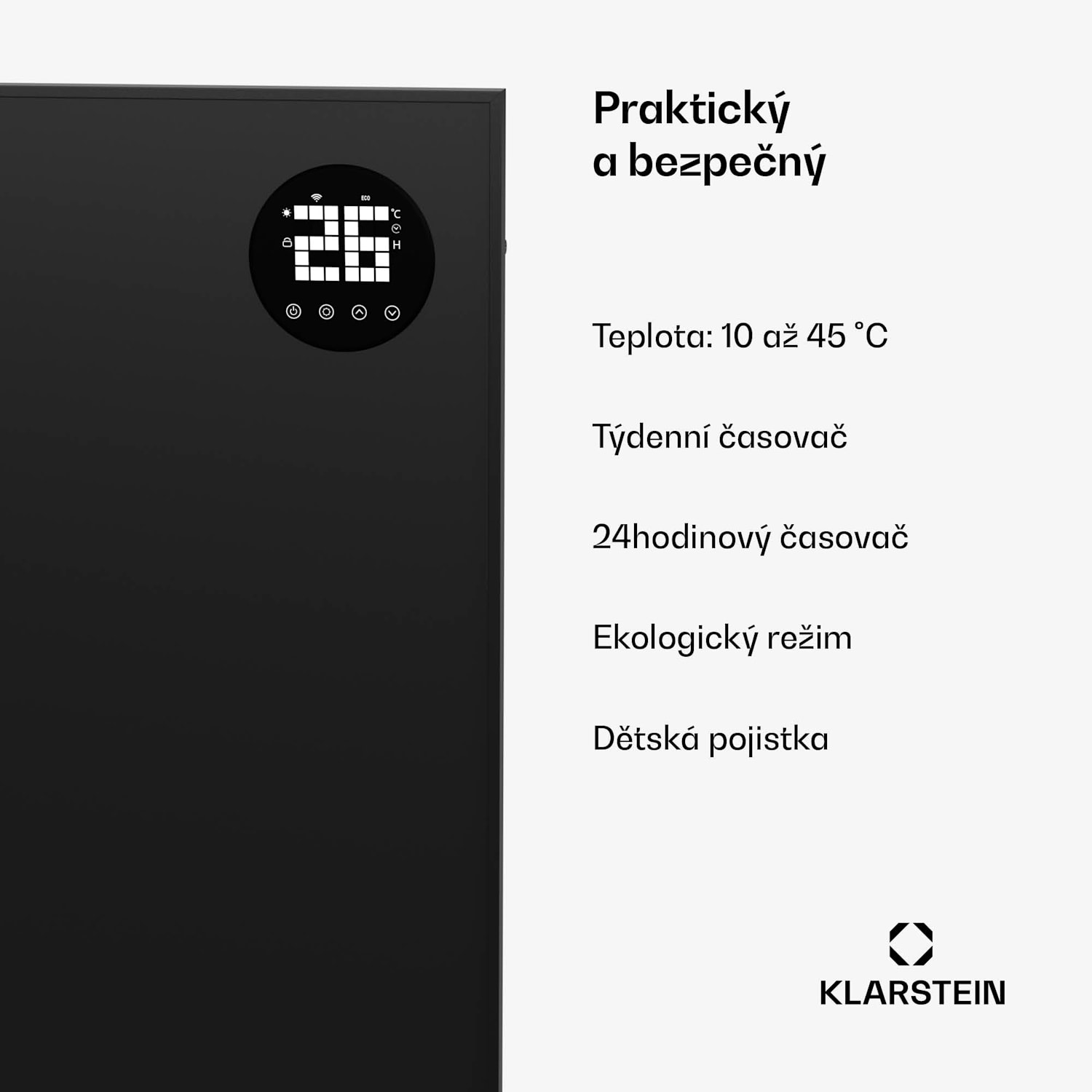 Wonderwall Smart Bornholm Infračervený ohřívač, 1200 W, Inteligentní ovládání, montáž na zeď, LED-Displej 60 x 120 cm | 1200 W | Černá