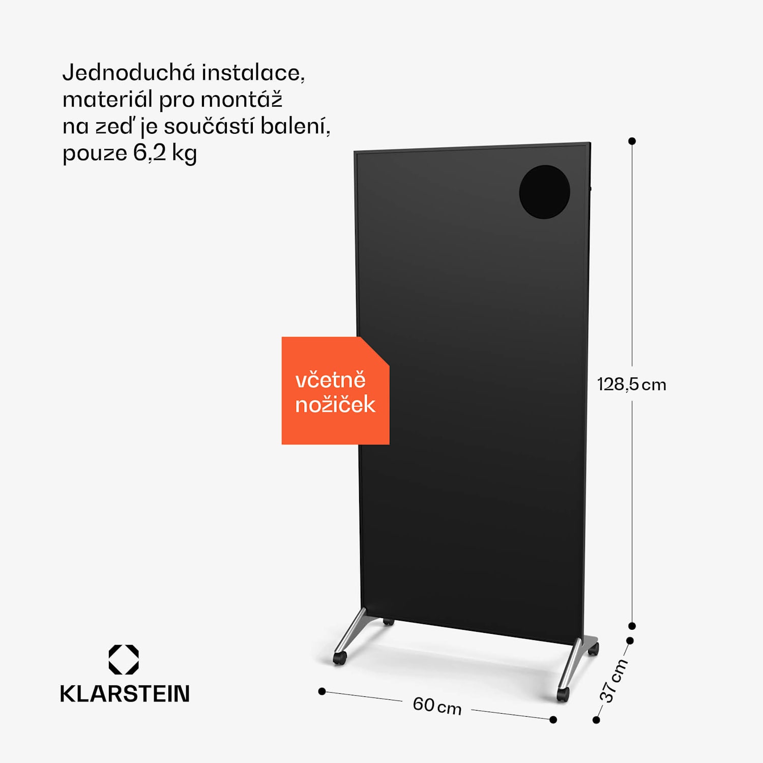 Wonderwall Smart Bornholm Infračervený ohřívač, 1200 W, Inteligentní ovládání, montáž na zeď, LED-Displej 60 x 120 cm | 1200 W | Černá