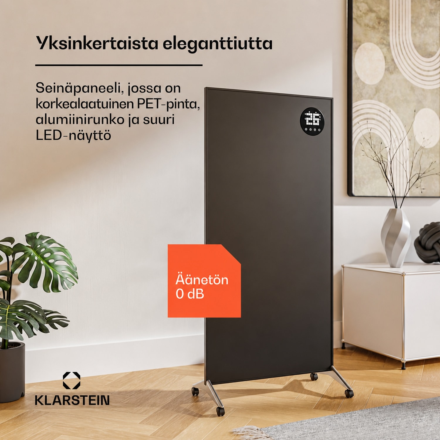 Wonderwall Smart Bornholm -infrapunalämmitin | 1200 W | älyohjaus | seinäkiinnitys | LED-näyttö 60 x 120 cm | 1200 W | Musta