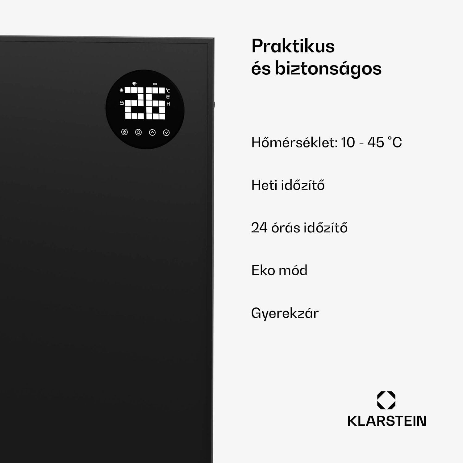 Wonderwall Smart Bornholm infravörös hősugárzó, 1200 W, Intelligens vezérlés, falra szerelés, LED-Kijelző 60 x 120 cm | 1200 W | Fekete