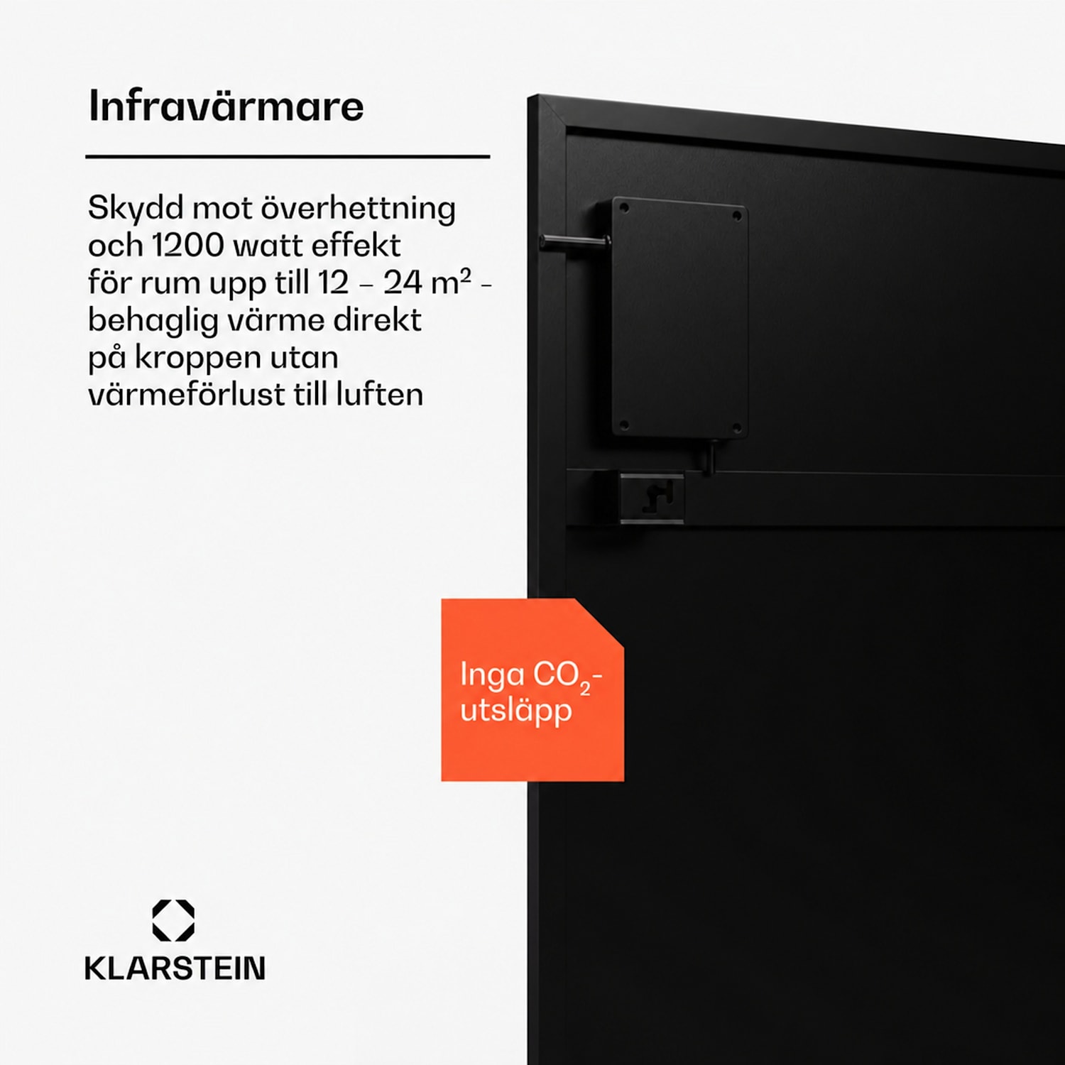 Wonderwall Smart Bornholm infravärmare | 1200 W | Smart styrning | Väggmontering | LED-display 60 x 120 cm | 1200 W | Svart