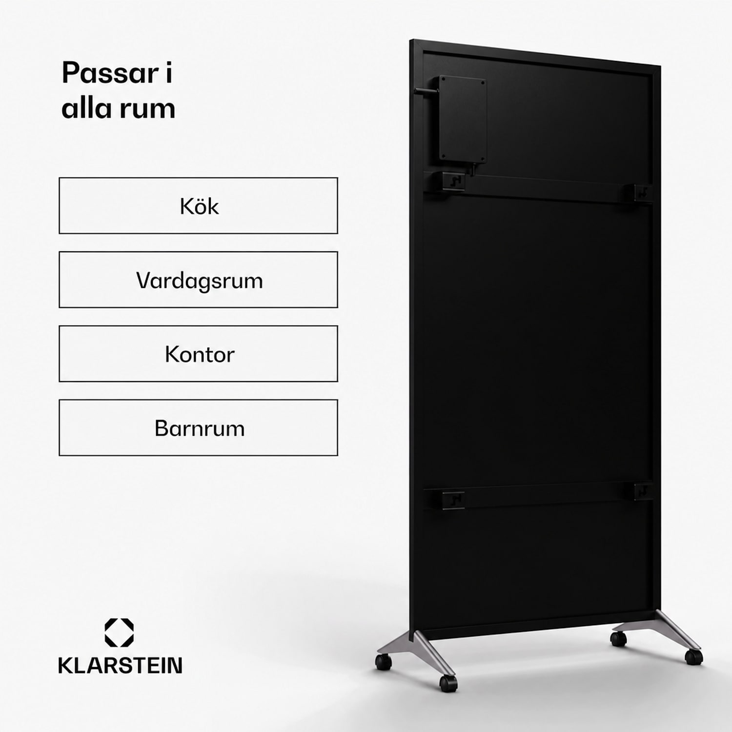 Wonderwall Smart Bornholm infravärmare | 1200 W | Smart styrning | Väggmontering | LED-display 60 x 120 cm | 1200 W | Svart