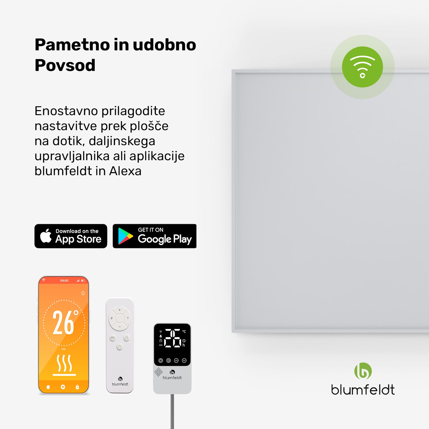 RadiantSmart IR Heater, Infrardeči grelec, Zunanji termostat, 600 W, Energetsko učinkovit 100 x 60 cm | 600 W | Glavni