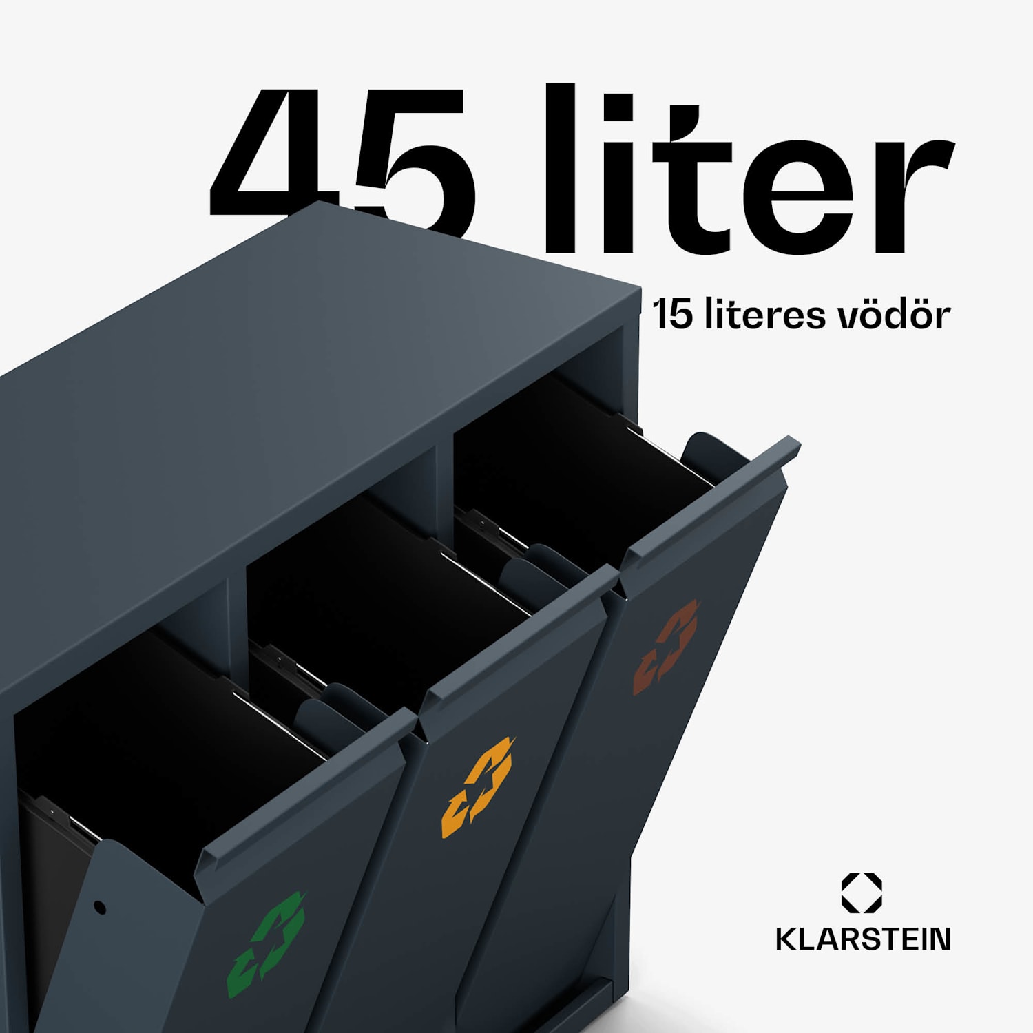 Ordnungshüter 3, 45 liter, 3 kosár, szagmentes, egyszerű töltés 45 Ltr | Antracit