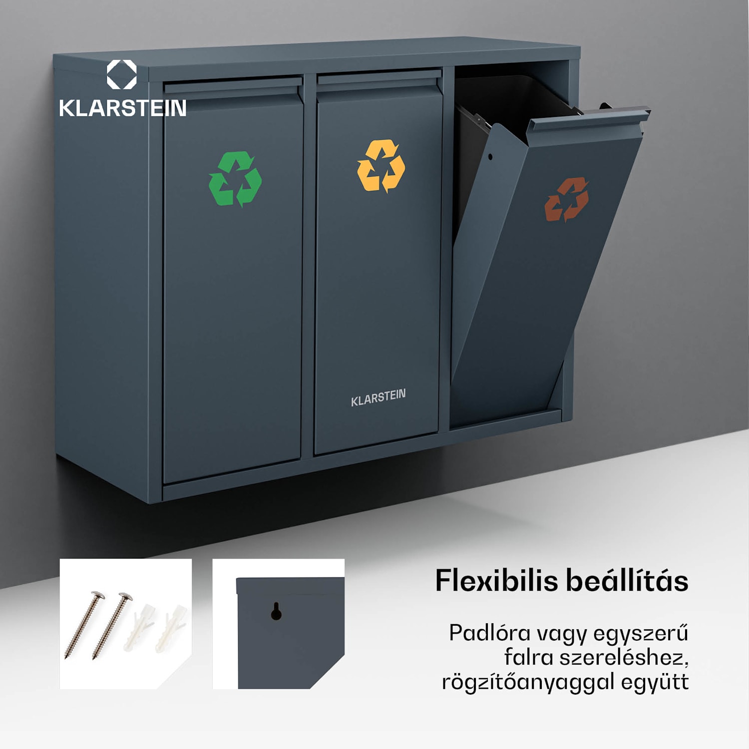 Ordnungshüter 3, 45 liter, 3 kosár, szagmentes, egyszerű töltés 45 Ltr | Antracit