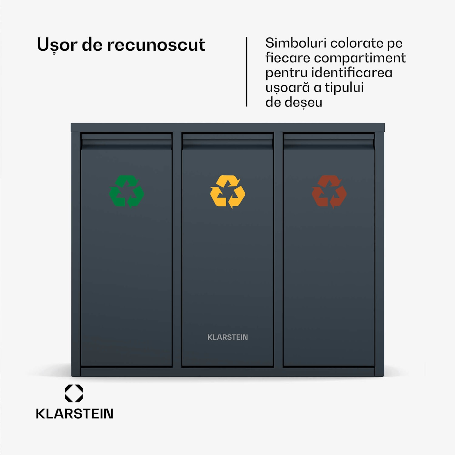 Ordnungshüter 3, 45 litri, 3 coșuri, sistem anti-miros, umplere ușoară 45 Ltr | Antracit