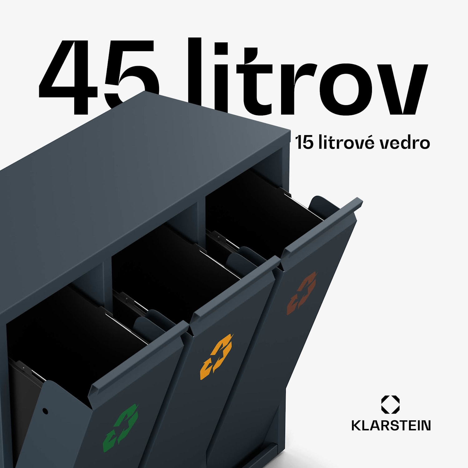 Ordnungshüter 3, 45 litrov, 3 koše, bez zápachu, jednoduché plnenie 45 litrov | Antracit