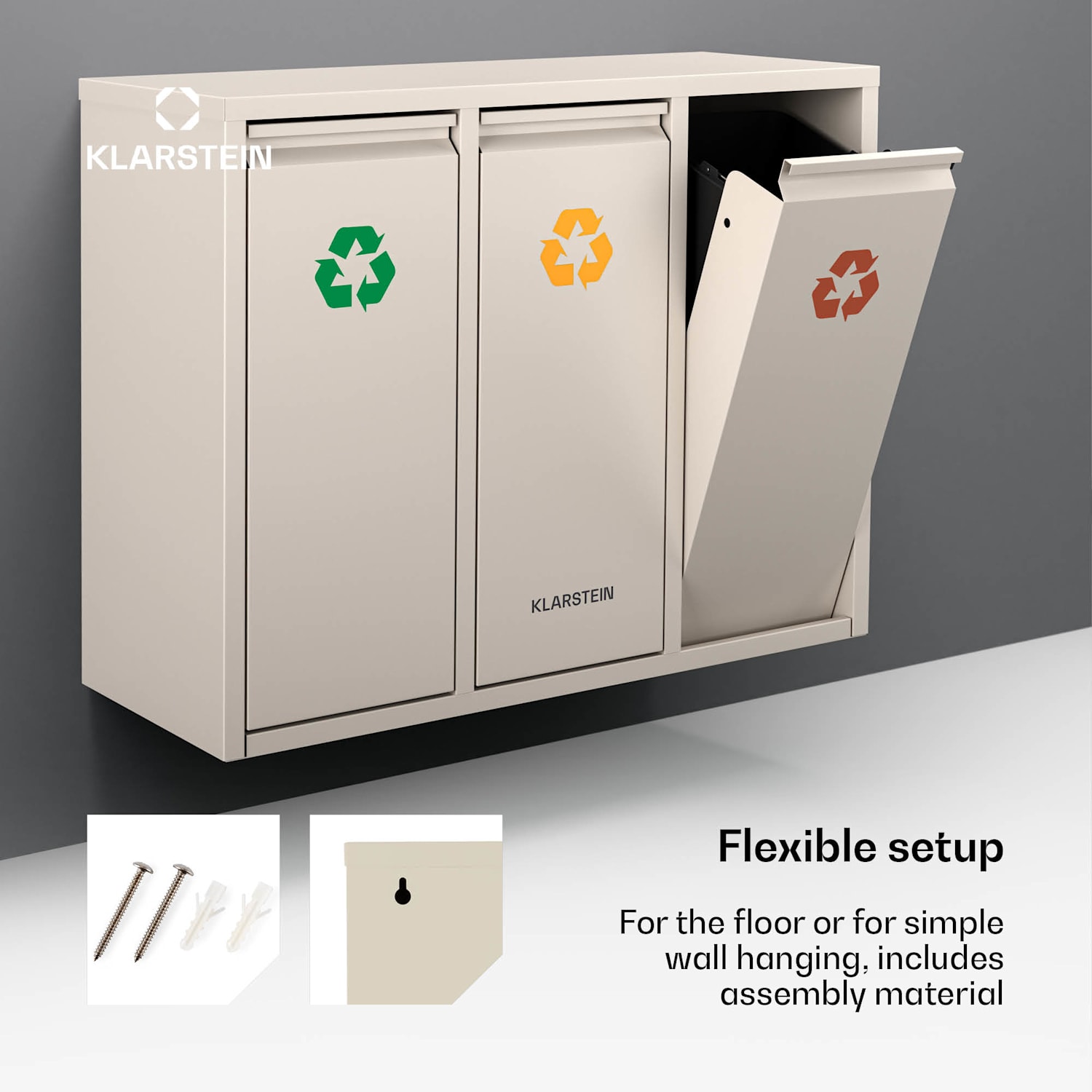 Caixote do lixo Ordnungshüter 3 | 45 litros | 3 baldes do lixo 45 L | Areia