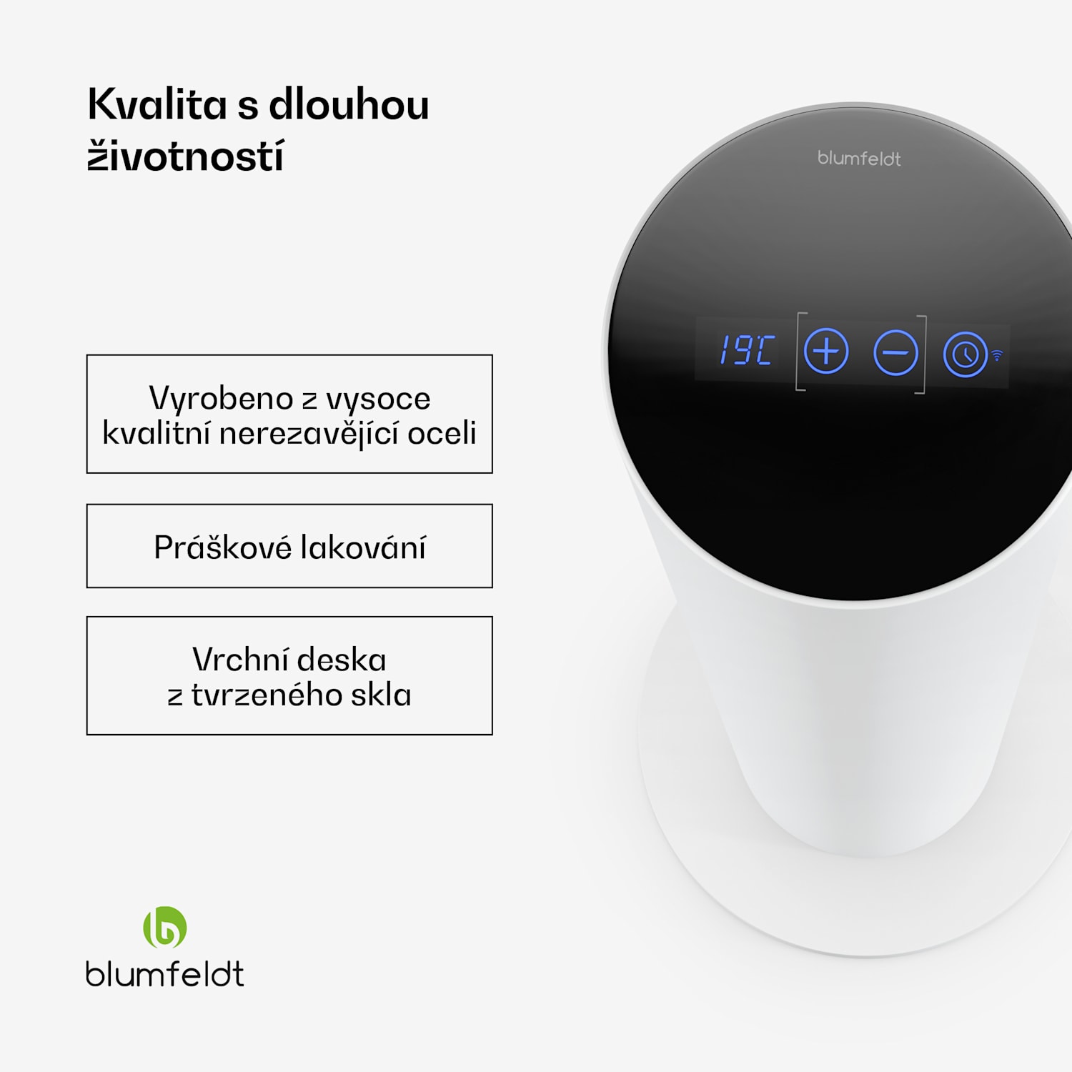 SmartFlow Tower infračervený sálavý ohřívač, 700 W, 360° distribuce tepla, WLAN-ovládání Bílá