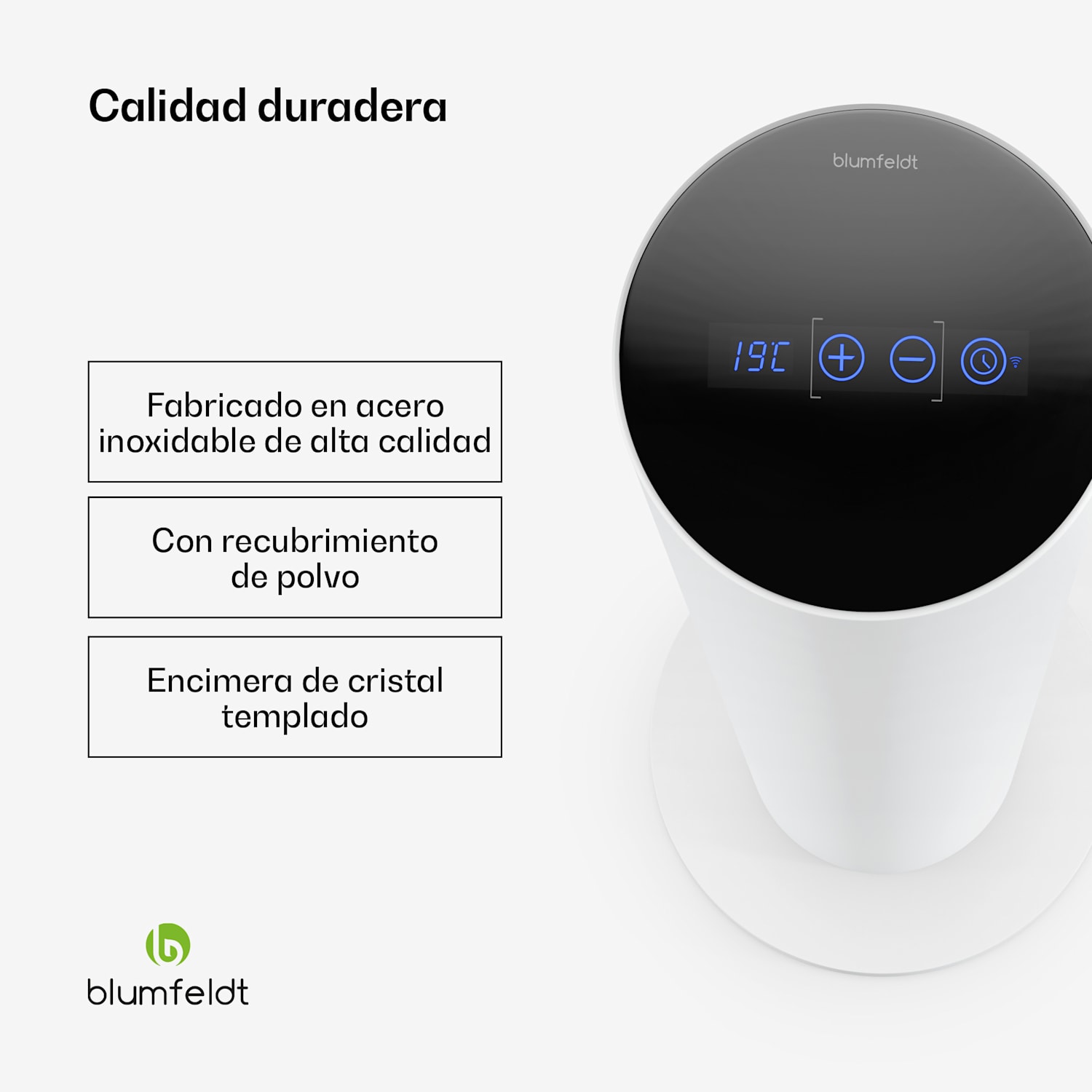 Calefactor radiante infrarrojo SmartFlow Tower | 700W | 360° de potencia calorífica | Control WLAN Blanco