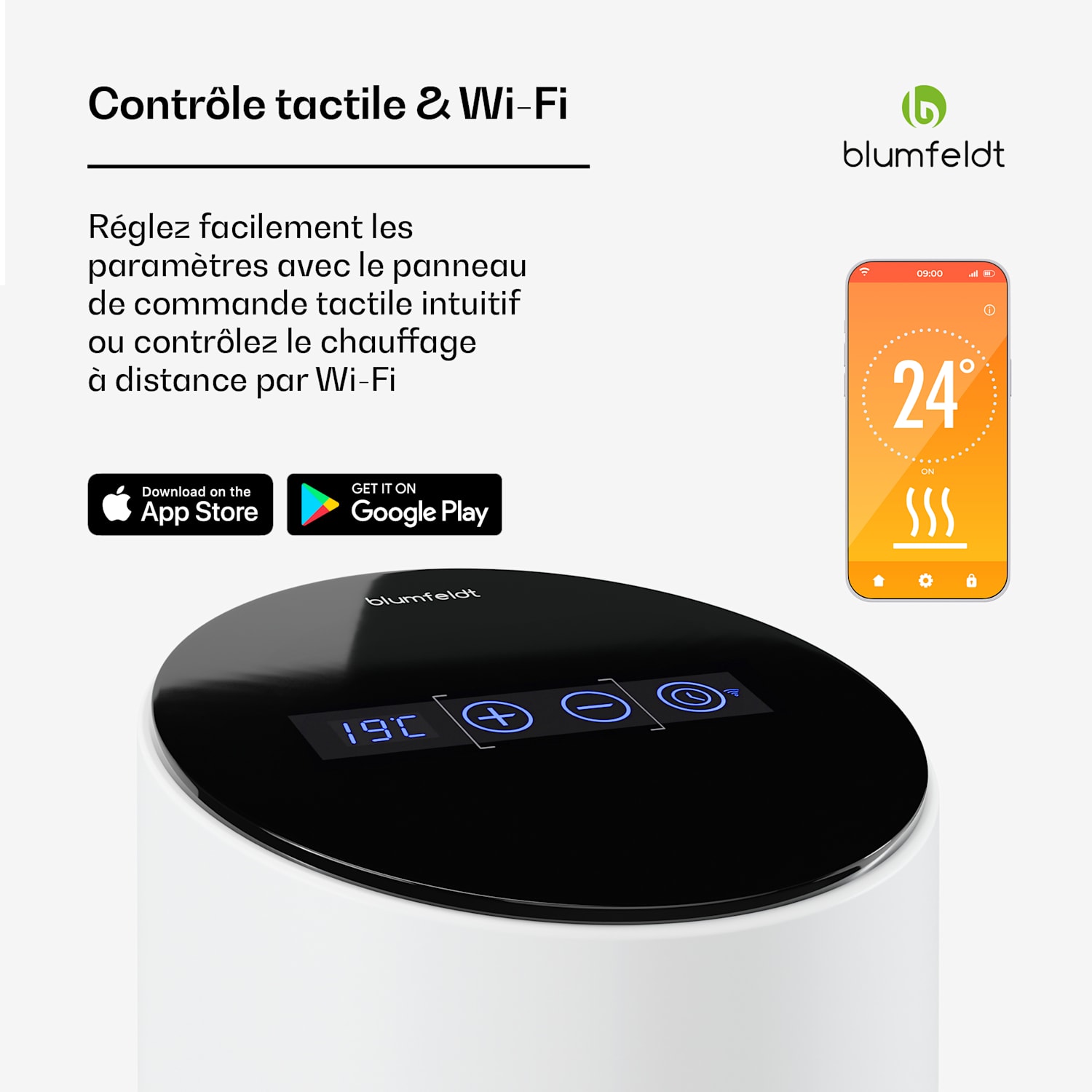 SmartFlow Tower infraroodstraler | 700W | 360° warmteafgifte | WLAN-bediening Wit