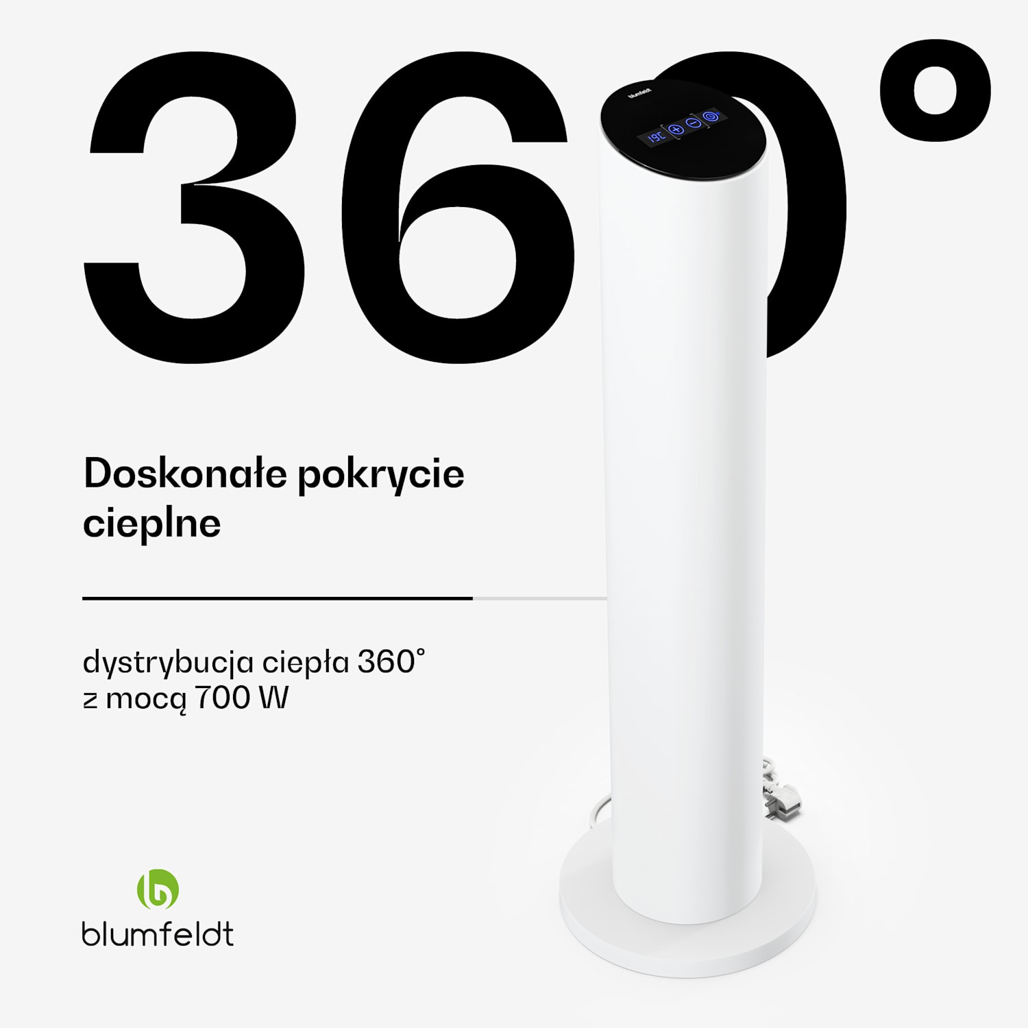 SmartFlow Tower promiennik podczerwieni, 700 W, 360°, Wi-Fi Biały
