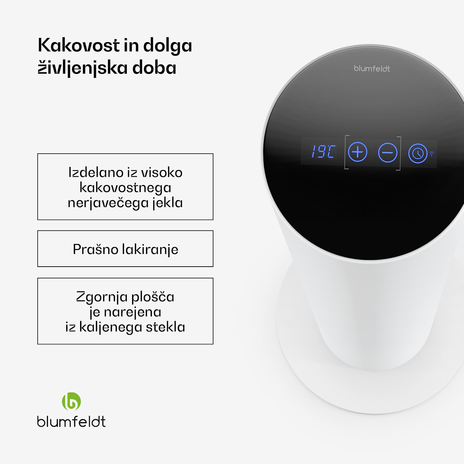 SmartFlow Tower infrardeči radiator, 700 W, 360° porazdelitev toplote, Upravljanje prek WLAN Bela