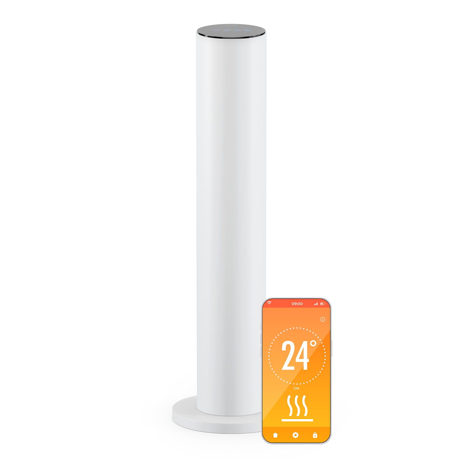 SmartFlow Tower infracrvena grijalica, 700 W, 360° distribucija topline, WLAN kontrola Bijela
