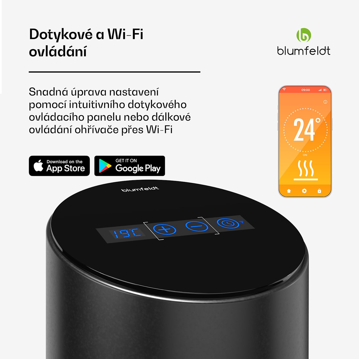 SmartFlow Tower infračervený sálavý ohřívač, 700 W, 360° distribuce tepla, WLAN-ovládání 