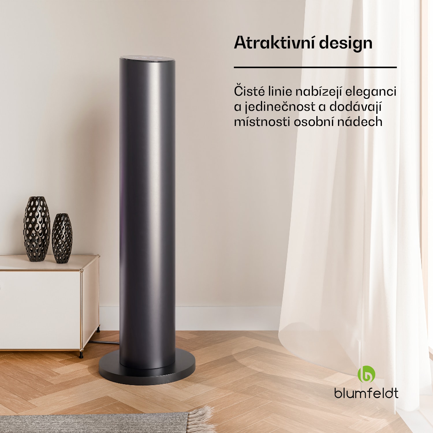 SmartFlow Tower infračervený sálavý ohřívač, 700 W, 360° distribuce tepla, WLAN-ovládání 