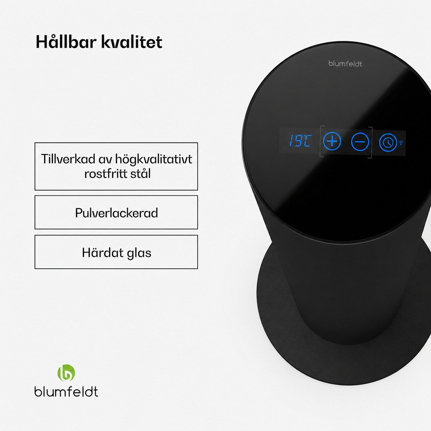 SmartFlow Tower infravärmare | 700 W | 360° värmeeffekt | WLAN-kontroll Svart
