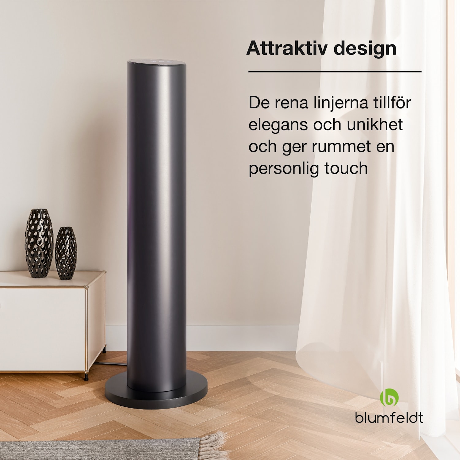 SmartFlow Tower infravärmare | 700 W | 360° värmeeffekt | WLAN-kontroll Svart