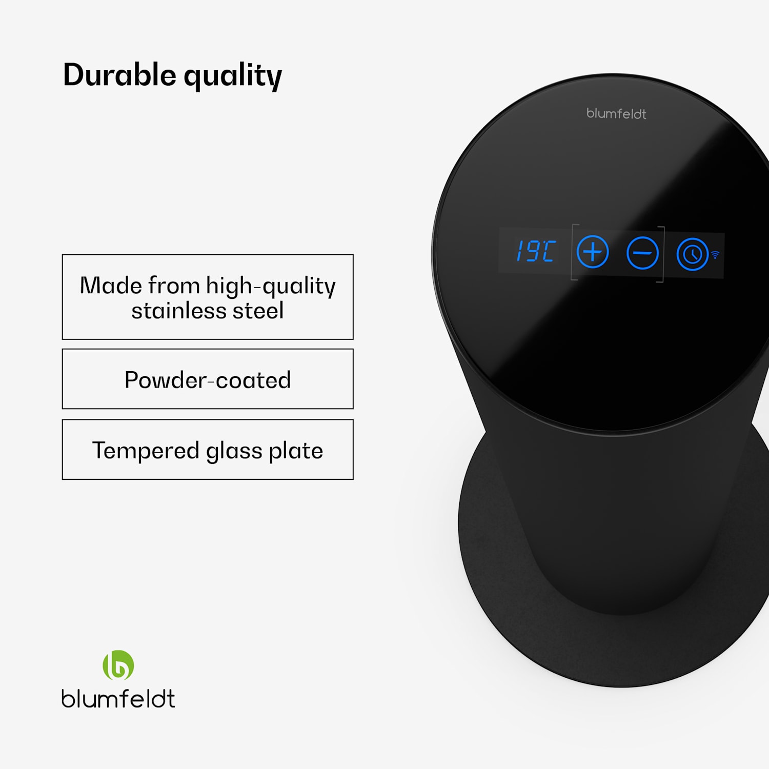 Aquecedor de infravermelhos SmartFlow Tower | 700W | Saída de calor de 360° | Controlo WLAN Preto