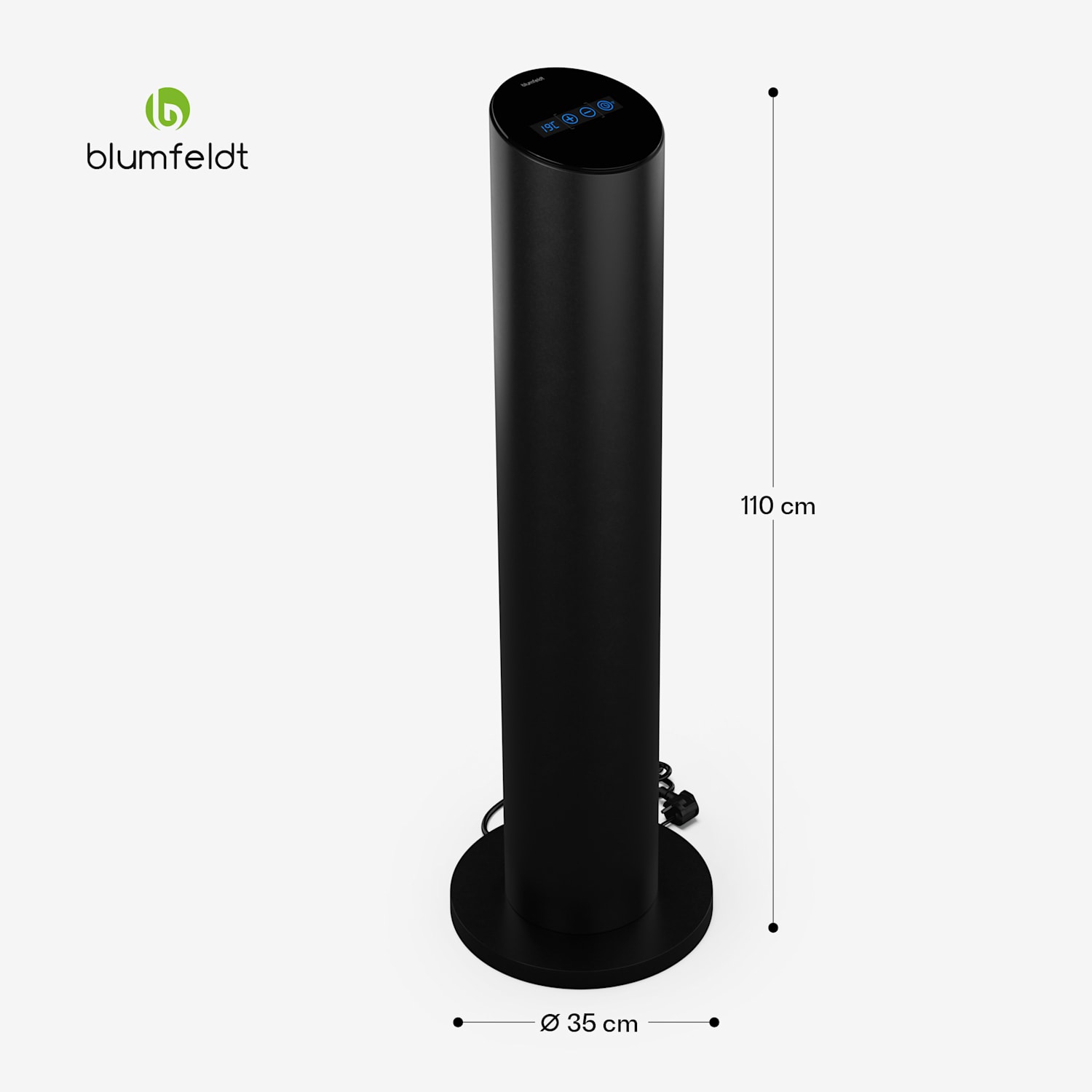 Aquecedor de infravermelhos SmartFlow Tower | 700W | Saída de calor de 360° | Controlo WLAN Preto